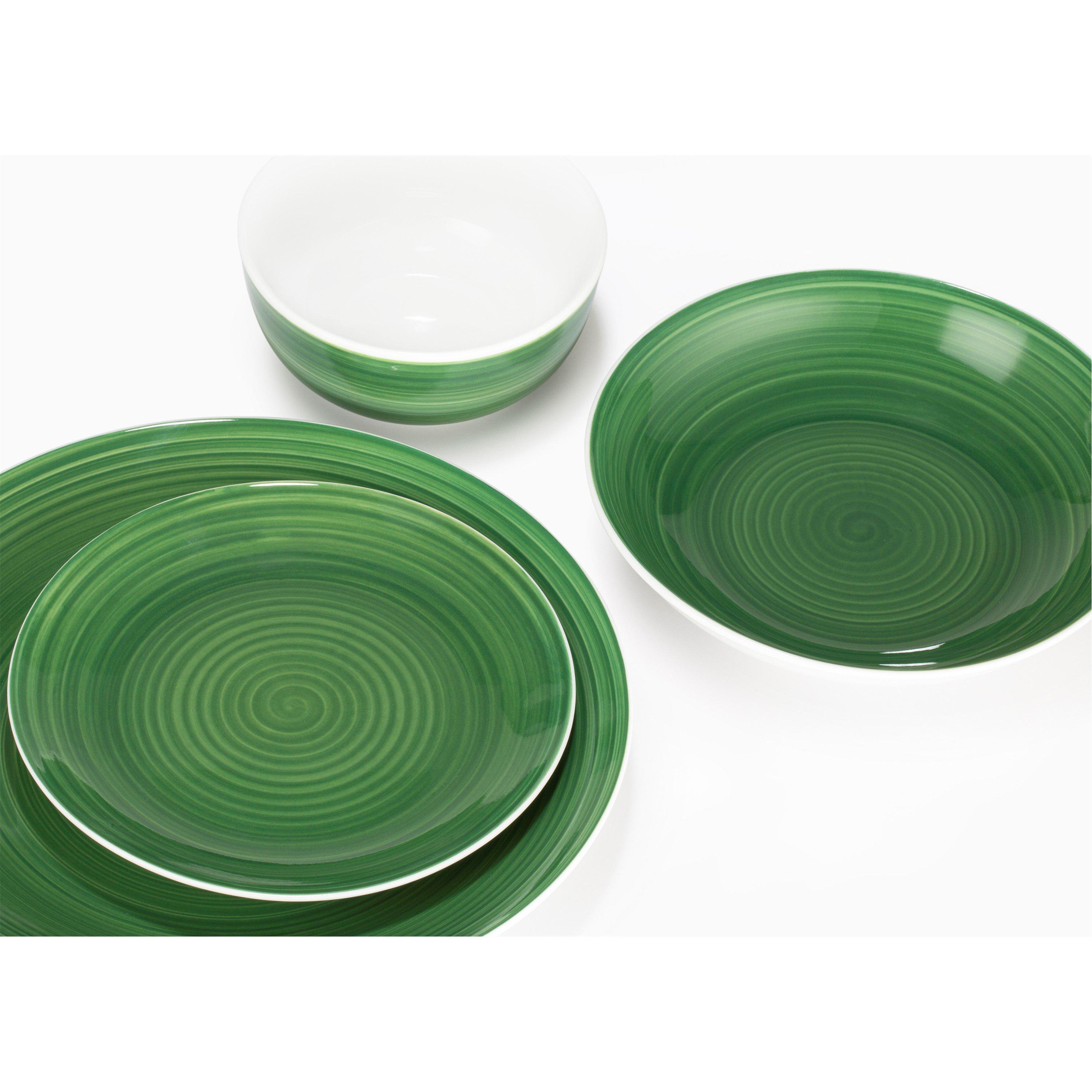 Forest Green - Waterside - 16pc Green Spinwash Dinner Set - 3