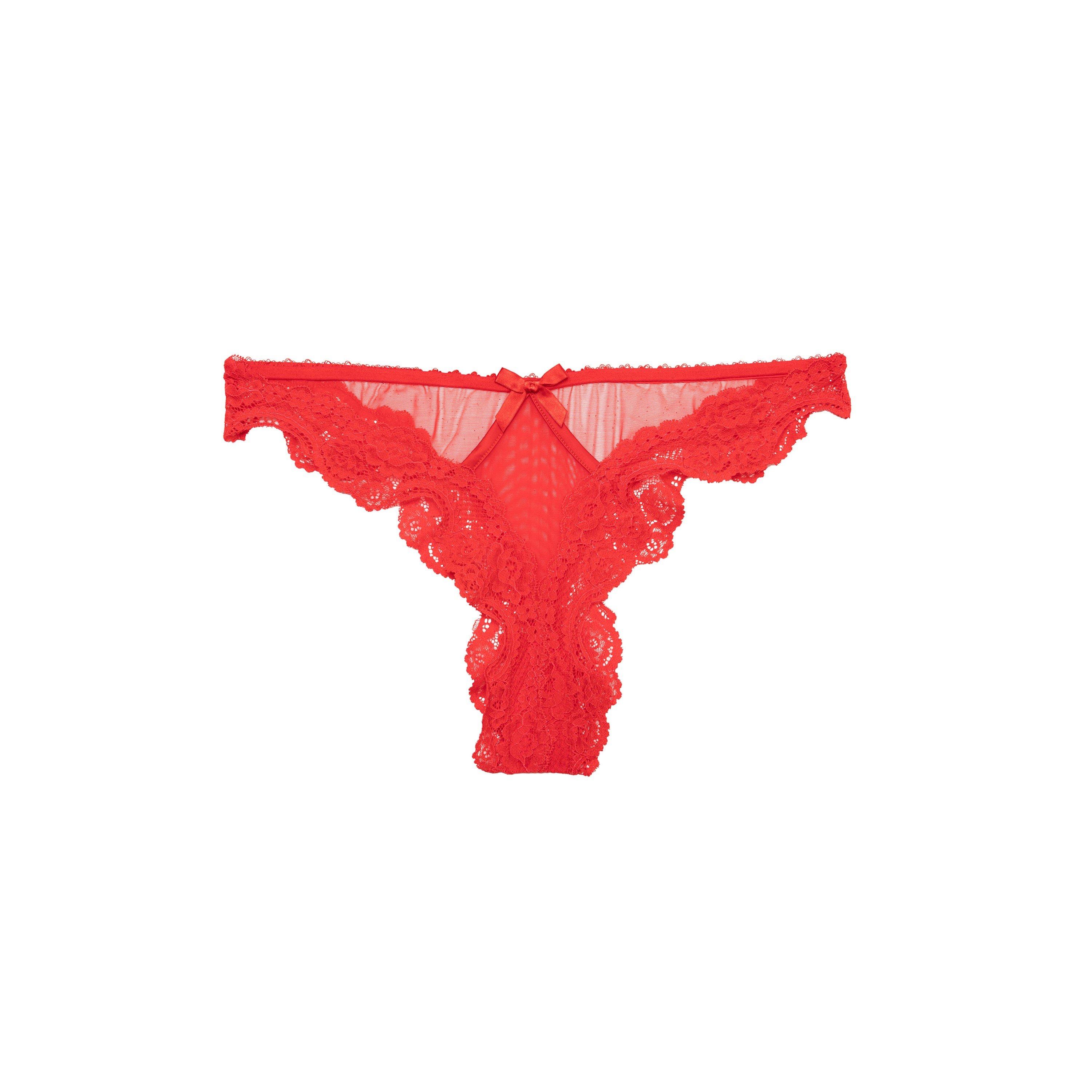 Red - Playful Promises - Eliza Red Lace Trim Brief - 4