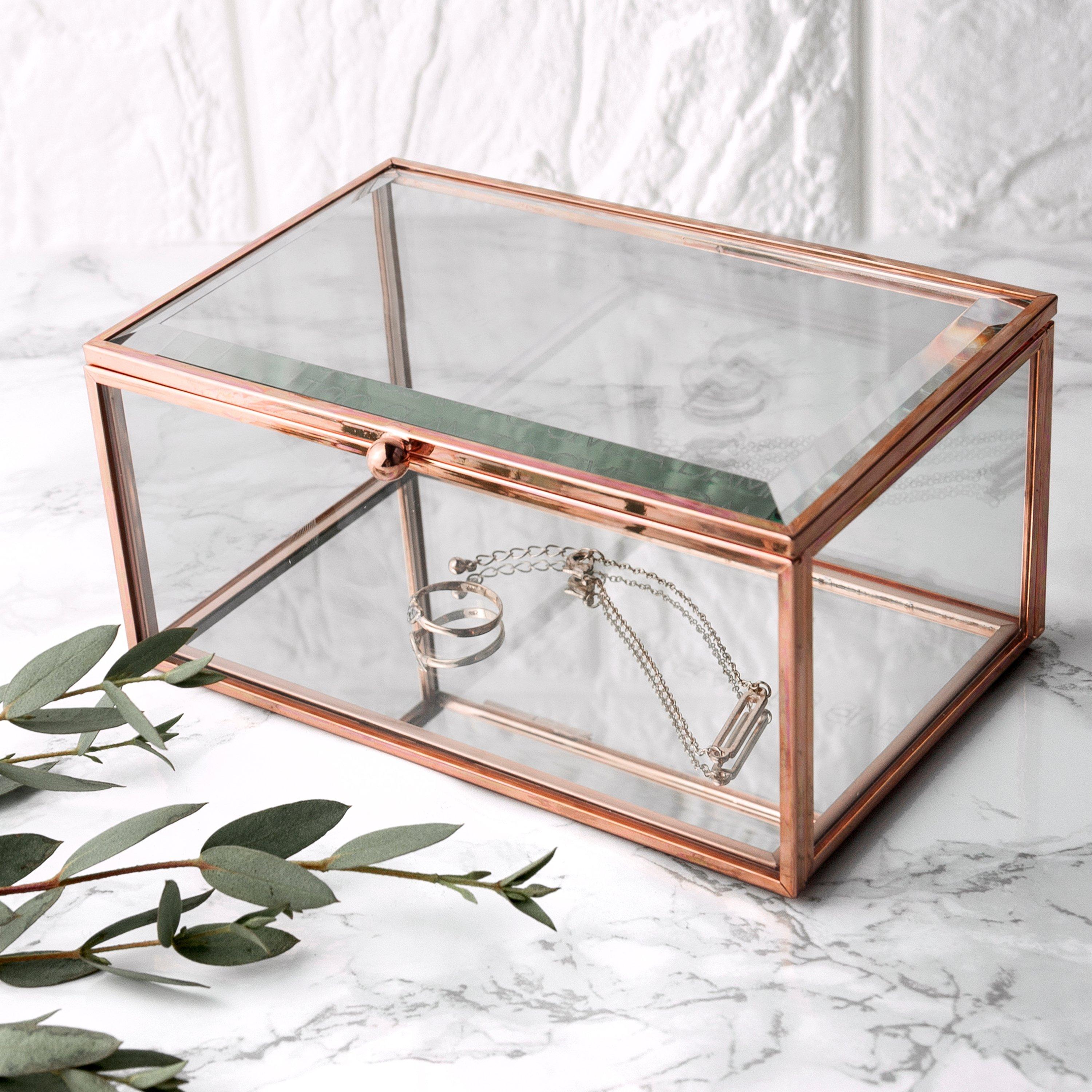 Rose Gold - Treat Republic - Rose Gold Plated Glass Jewellery Box