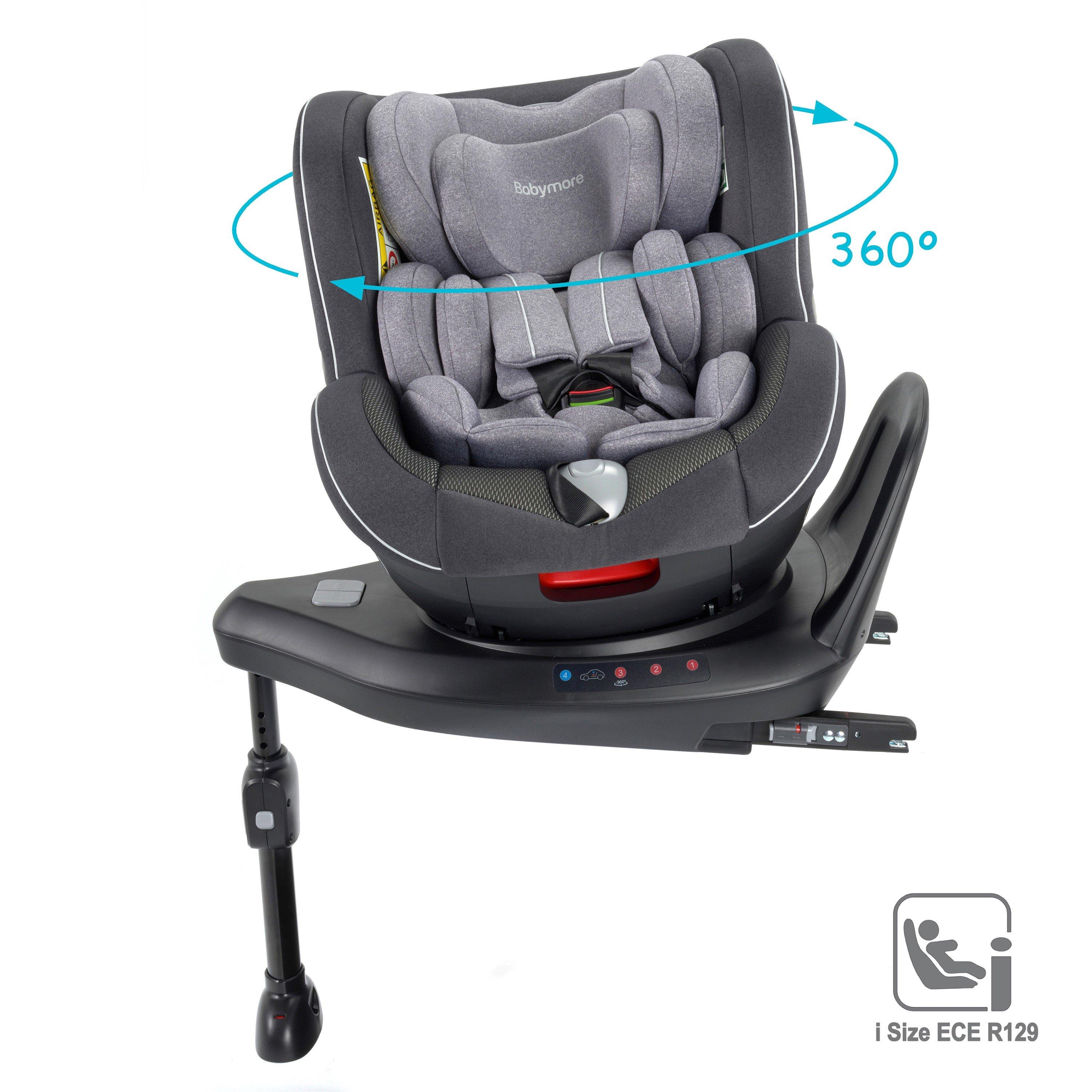 Grey - Babymore - Kola 360° Rotating i-Size 40-105cm Car Seat - 1