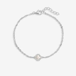 Simply Silver Sterling Silver Mother of Pearl Clover Bracelet