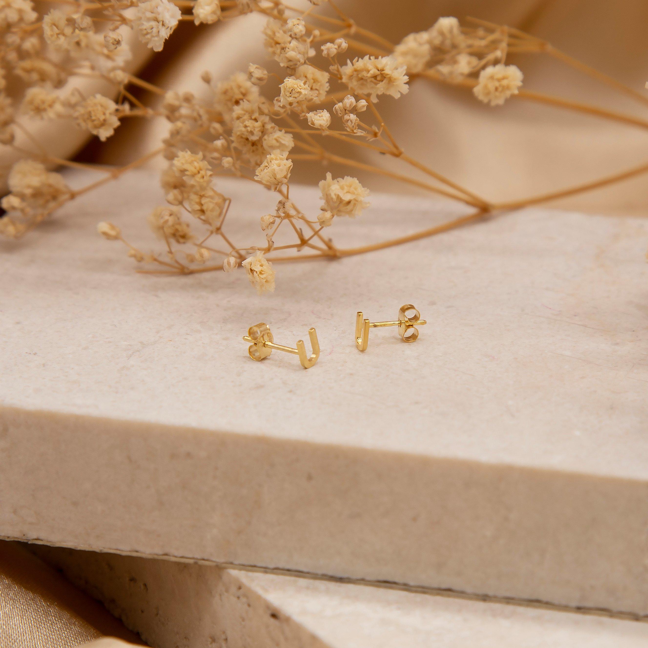 Yellow Gold - Be You - 9ct Gold Initial Stud Earrings - 12