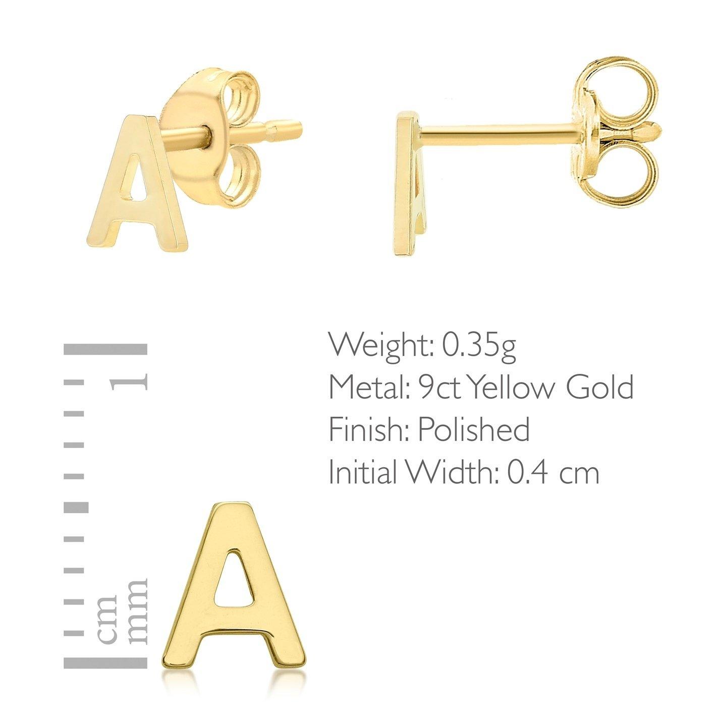 Yellow Gold - Be You - 9ct Gold Initial Stud Earrings - 4