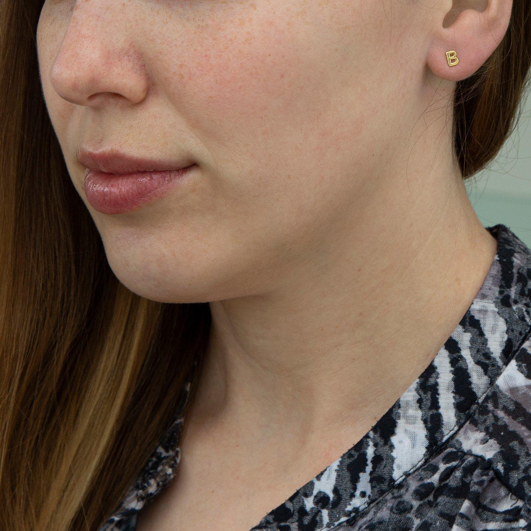 Yellow Gold - Be You - 9ct Gold Initial Stud Earrings - 5