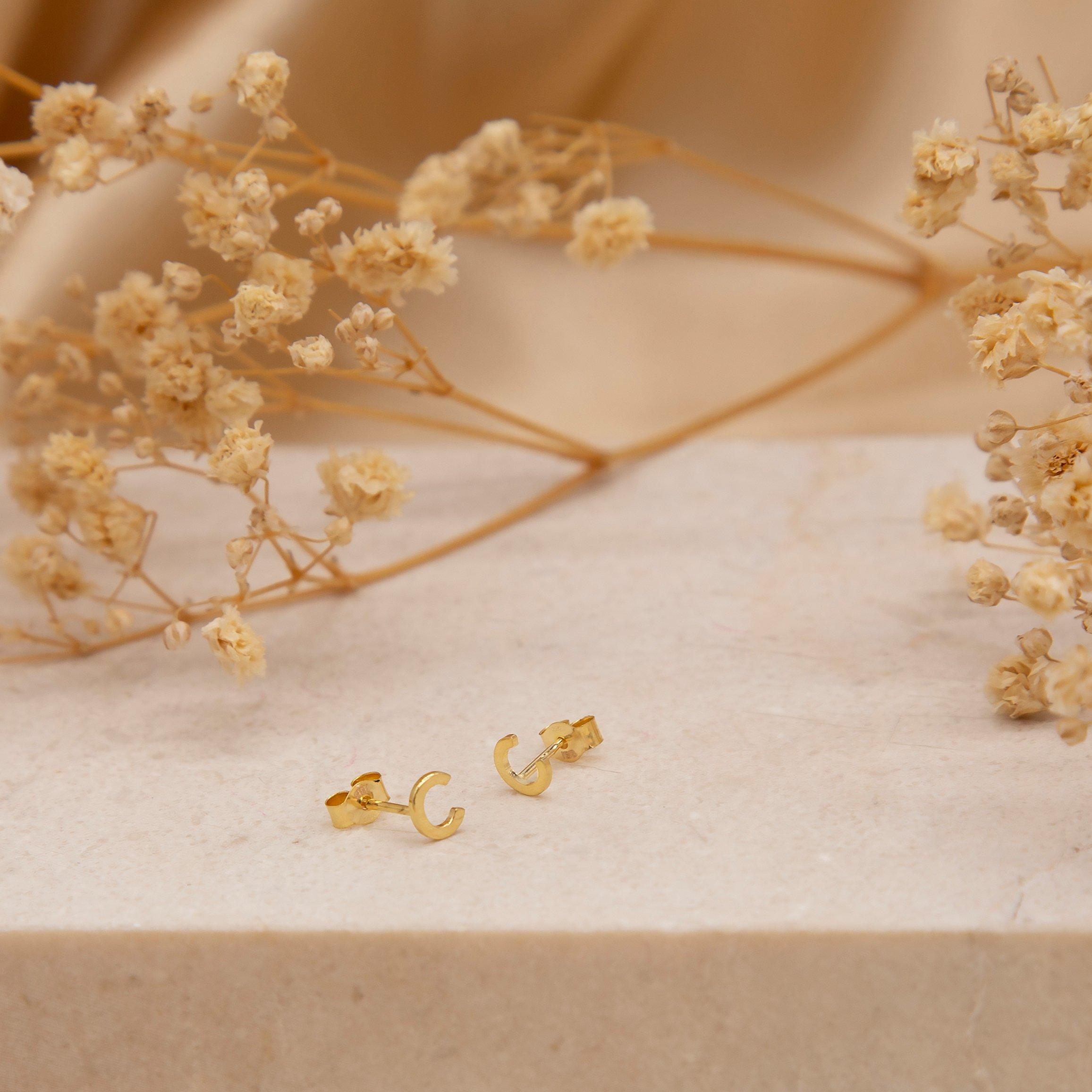 Yellow Gold - Be You - 9ct Gold Initial Stud Earrings - 6