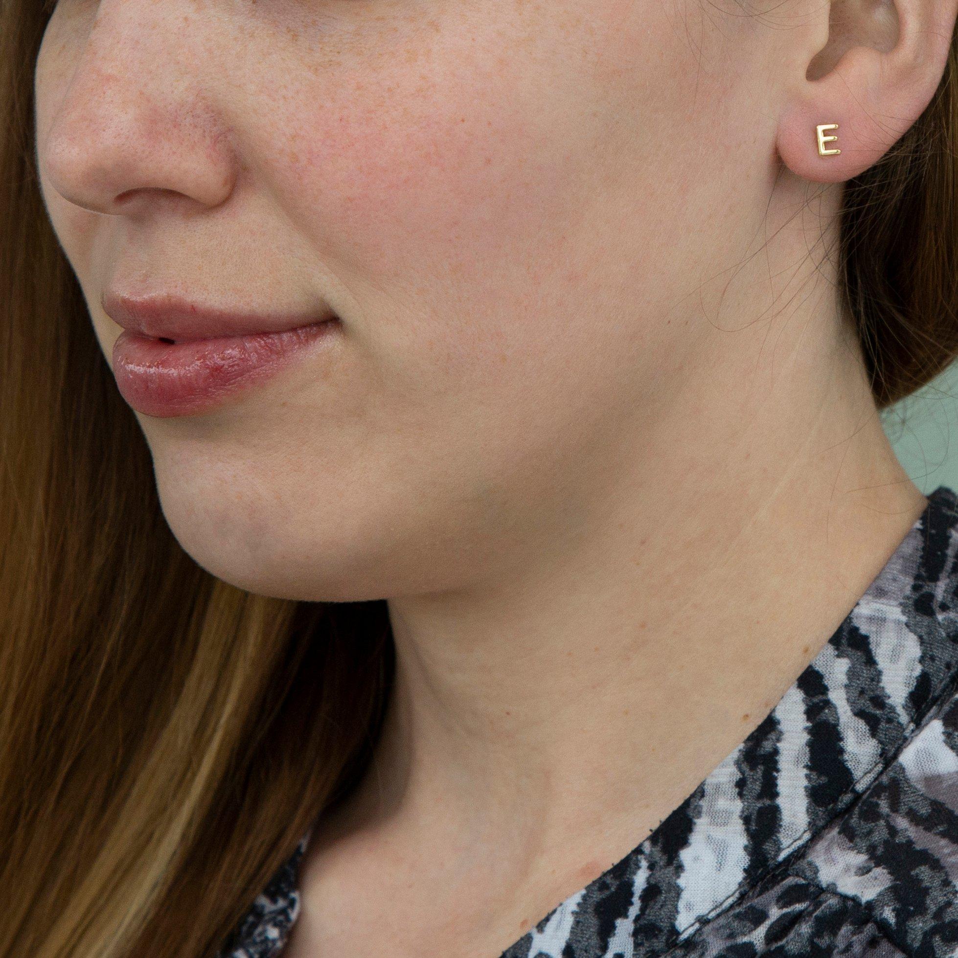 Yellow Gold - Be You - 9ct Gold Initial Stud Earrings - 7