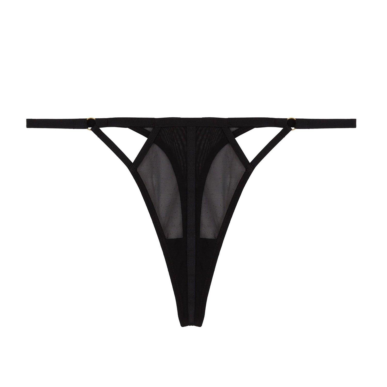 Black - Wolf and Whistle - Emilia Black Mesh Thong - 4