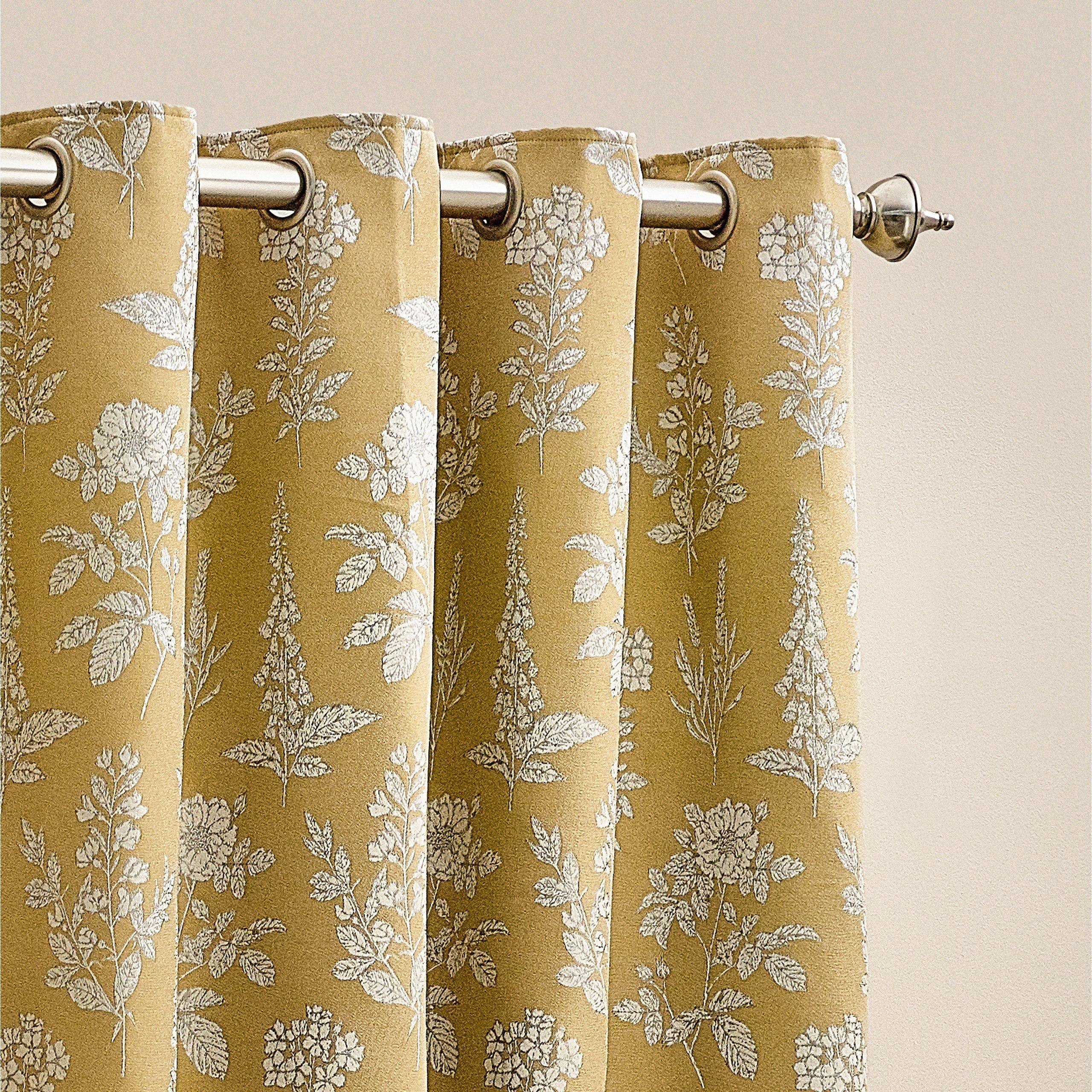 Gold - Wylder - Sophia Floral Jacquard Eyelet Curtains - 2