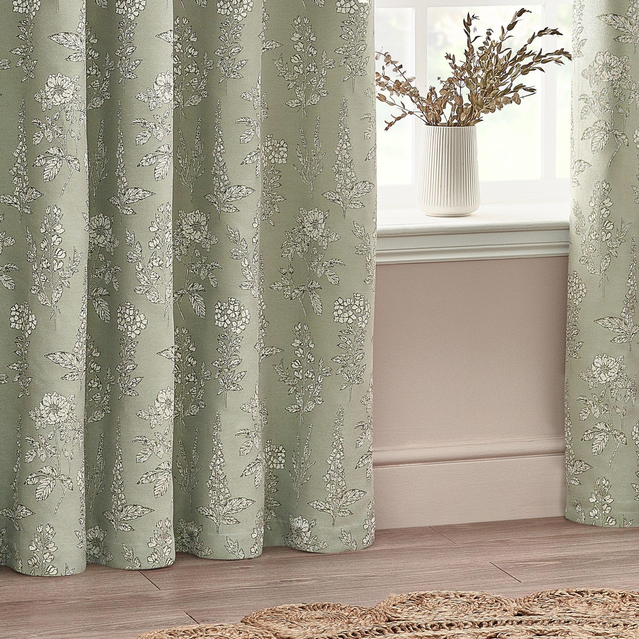 Sage - Wylder - Sophia Floral Jacquard Eyelet Curtains - 3