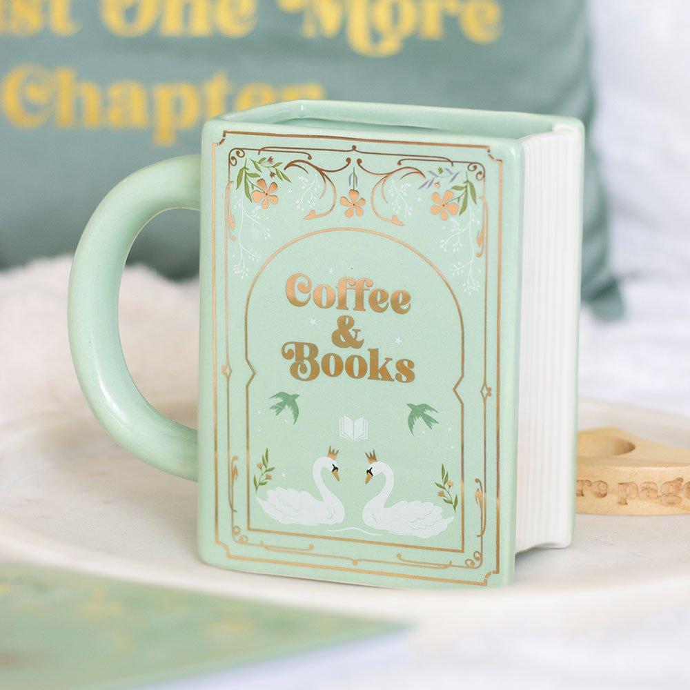 Something Different  Coffee And Books Book Shaped Mug Green