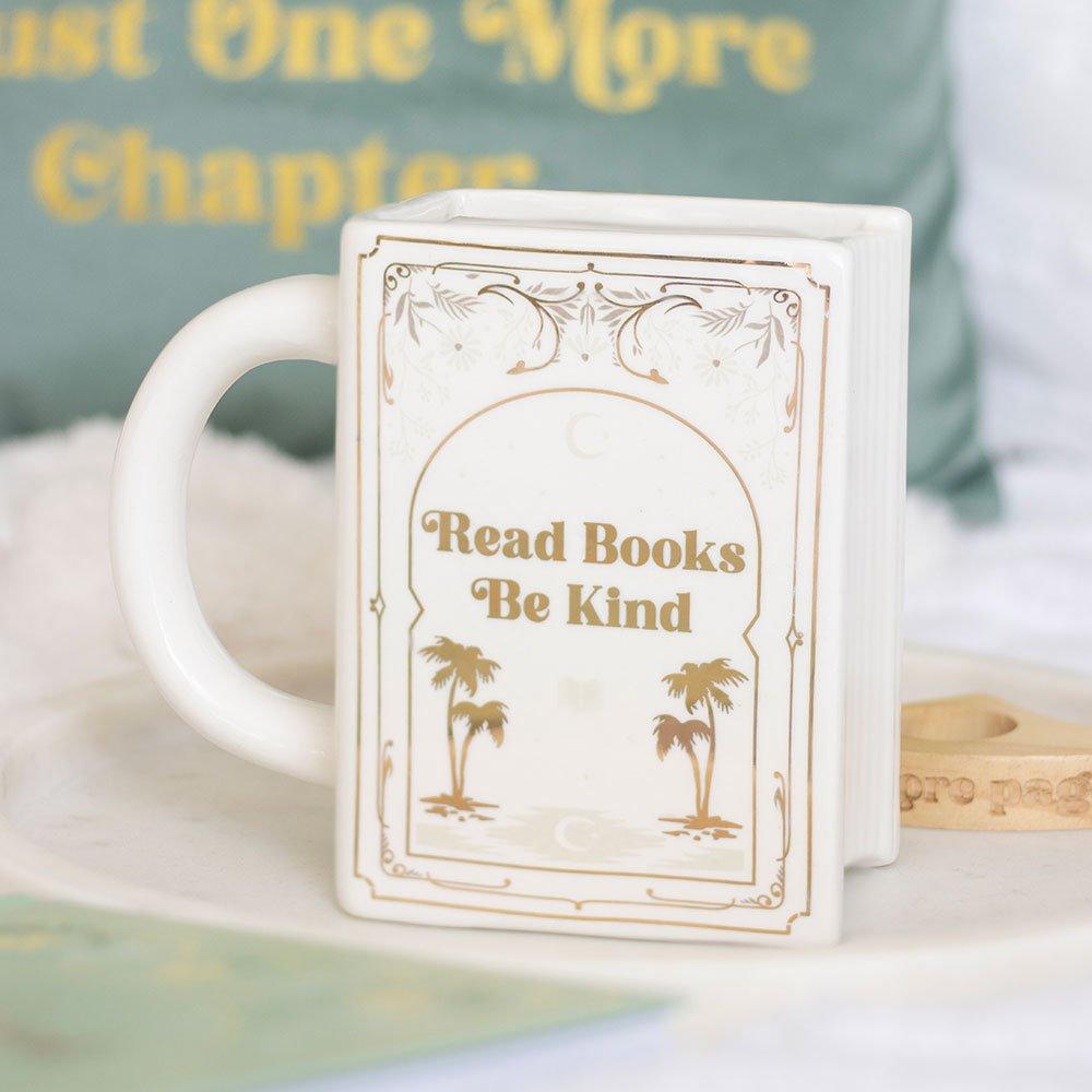 Something Different  Read Books Be Kind Book Shaped Mug White