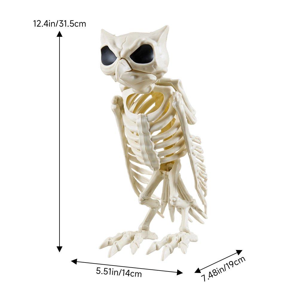 Beige - LIFE IDEAS - Spooky Owl Skeleton Figurine Bone Statue - 2