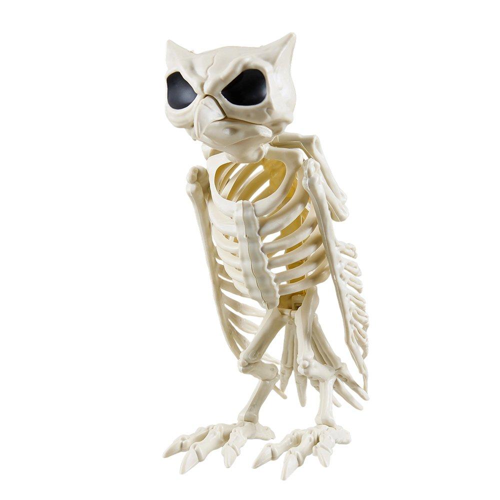 Beige - LIFE IDEAS - Spooky Owl Skeleton Figurine Bone Statue - 3