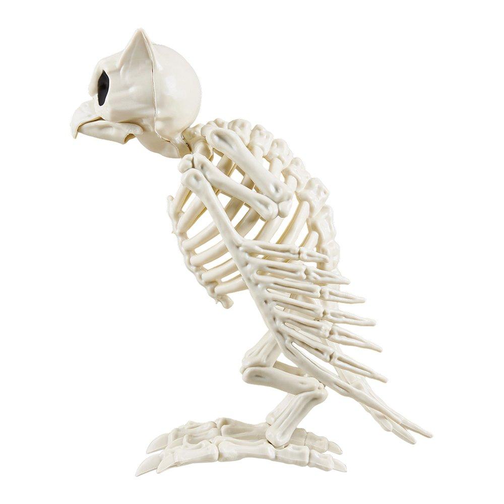 Beige - LIFE IDEAS - Spooky Owl Skeleton Figurine Bone Statue - 4
