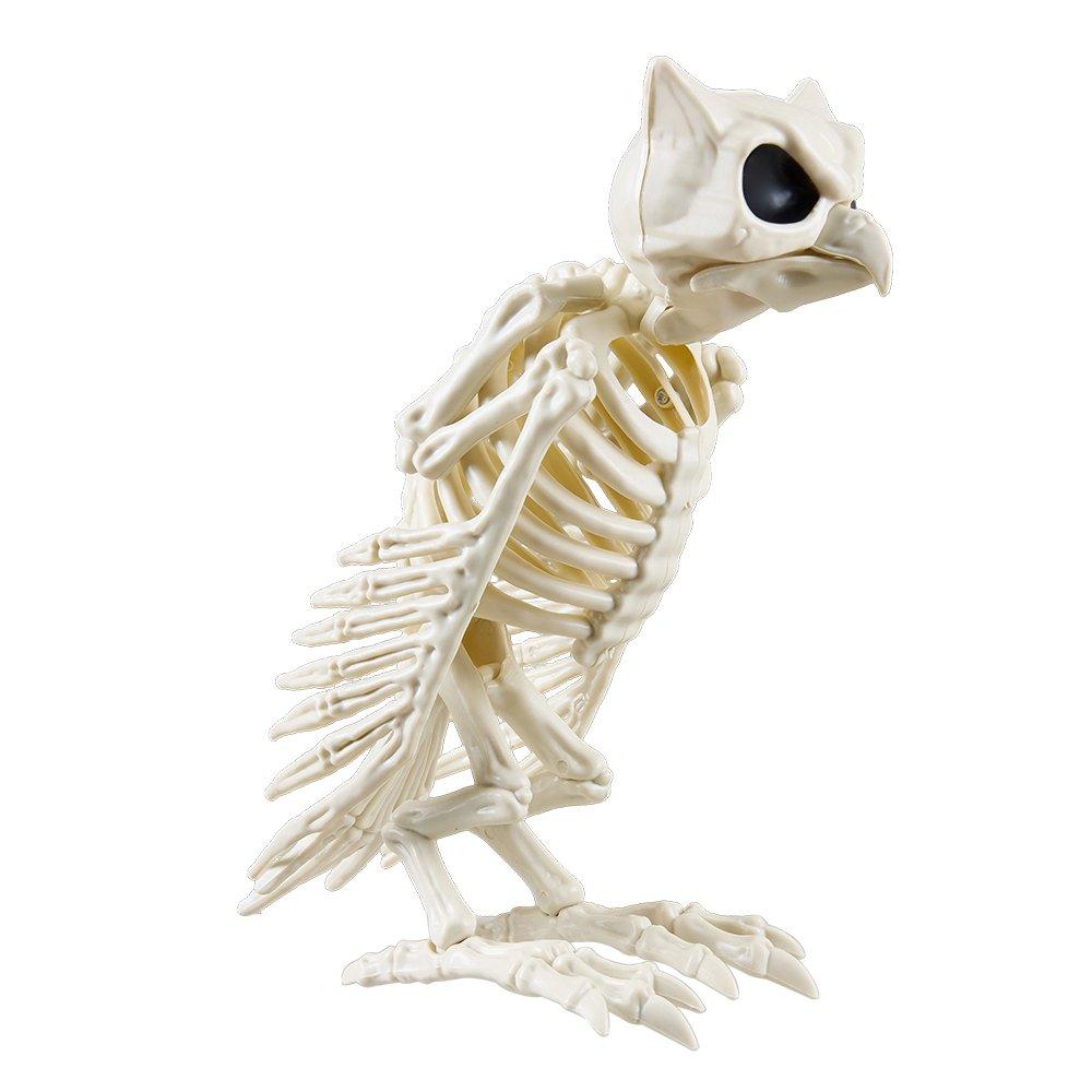Beige - LIFE IDEAS - Spooky Owl Skeleton Figurine Bone Statue - 6