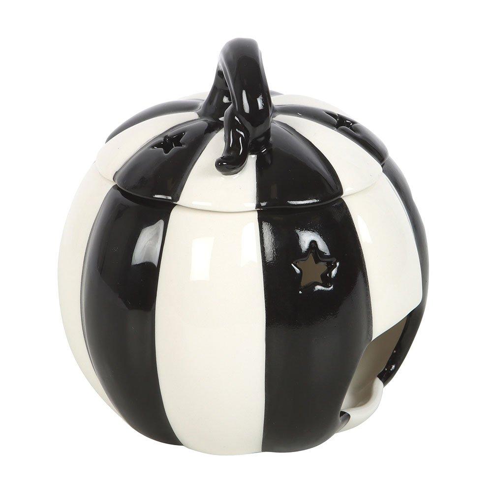 Black - Something Different - Black and White Striped Pumpkin Oil Burner - 5