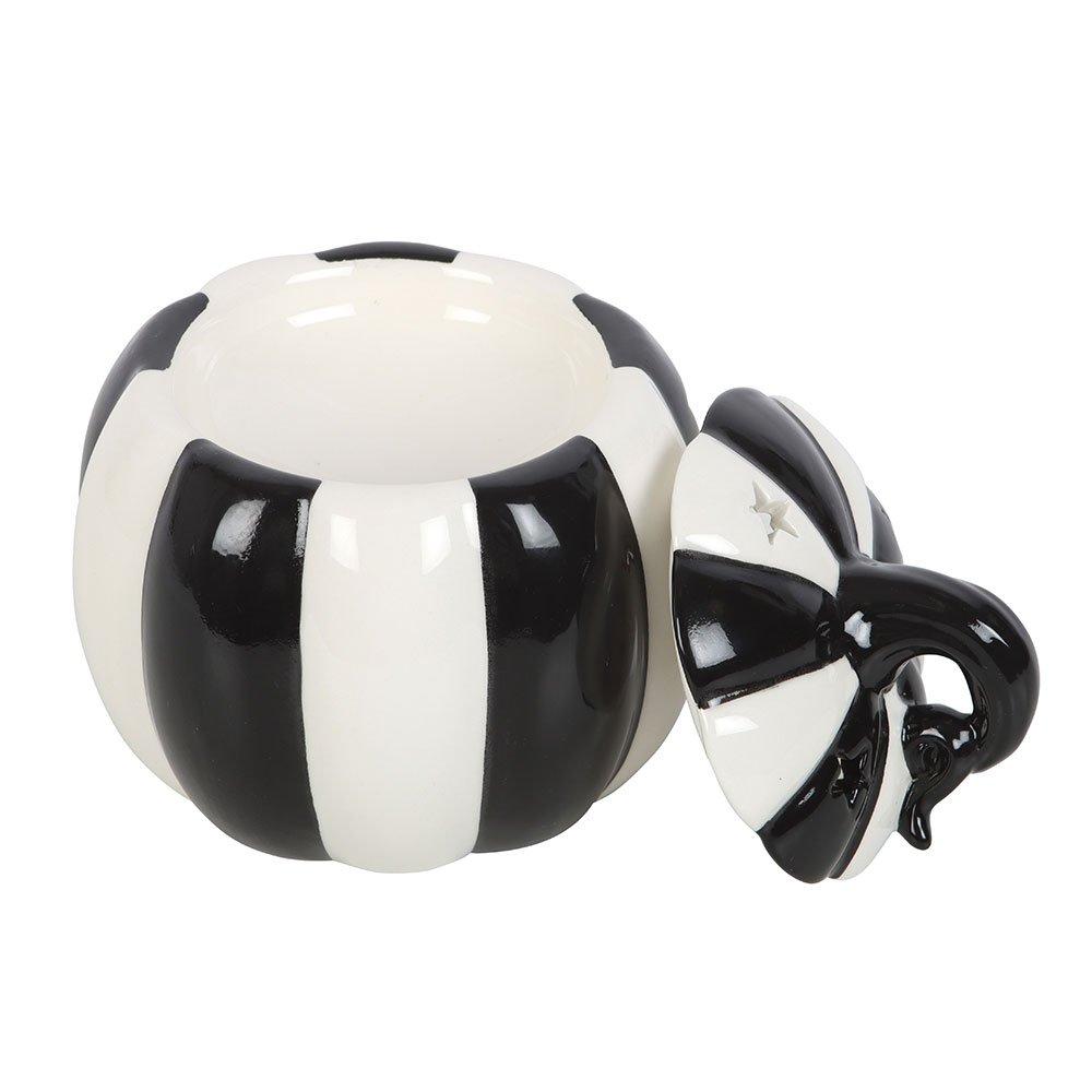 Black - Something Different - Black and White Striped Pumpkin Oil Burner - 6