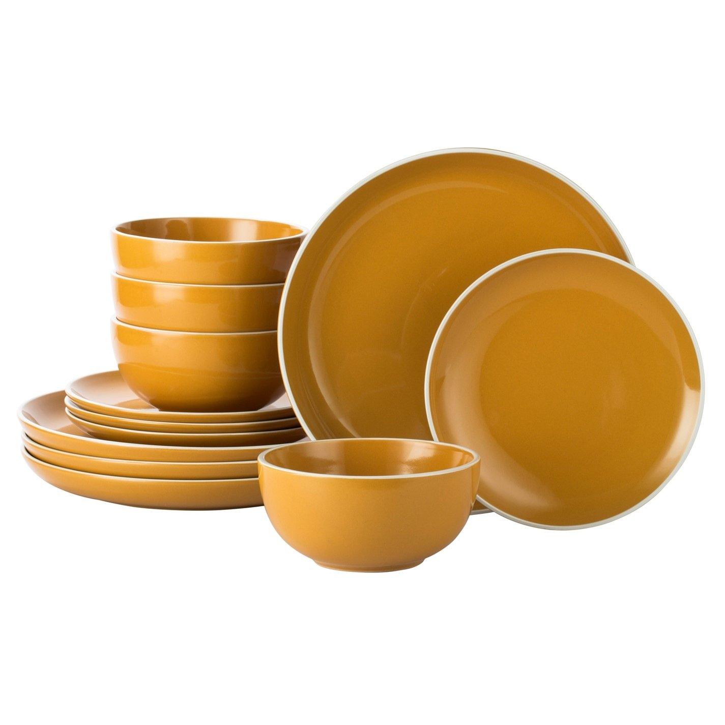 Yellow - Waterside - 12pc Saffron Yellow Dinner Set - 1