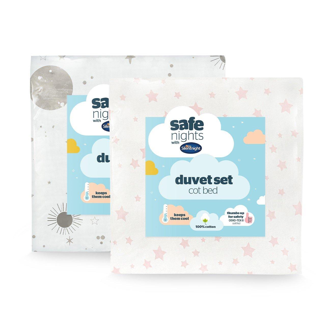 Silentnight  Safe Nights Cot Bed Duvet Cover Set - 2 Pack - Celestial & Pin - Cot Bed