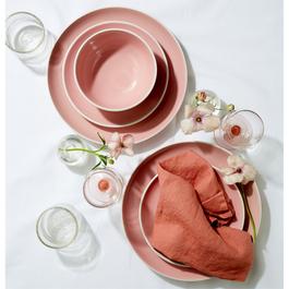 Waterside 12pc Bubble Gum Pink Dinner Set