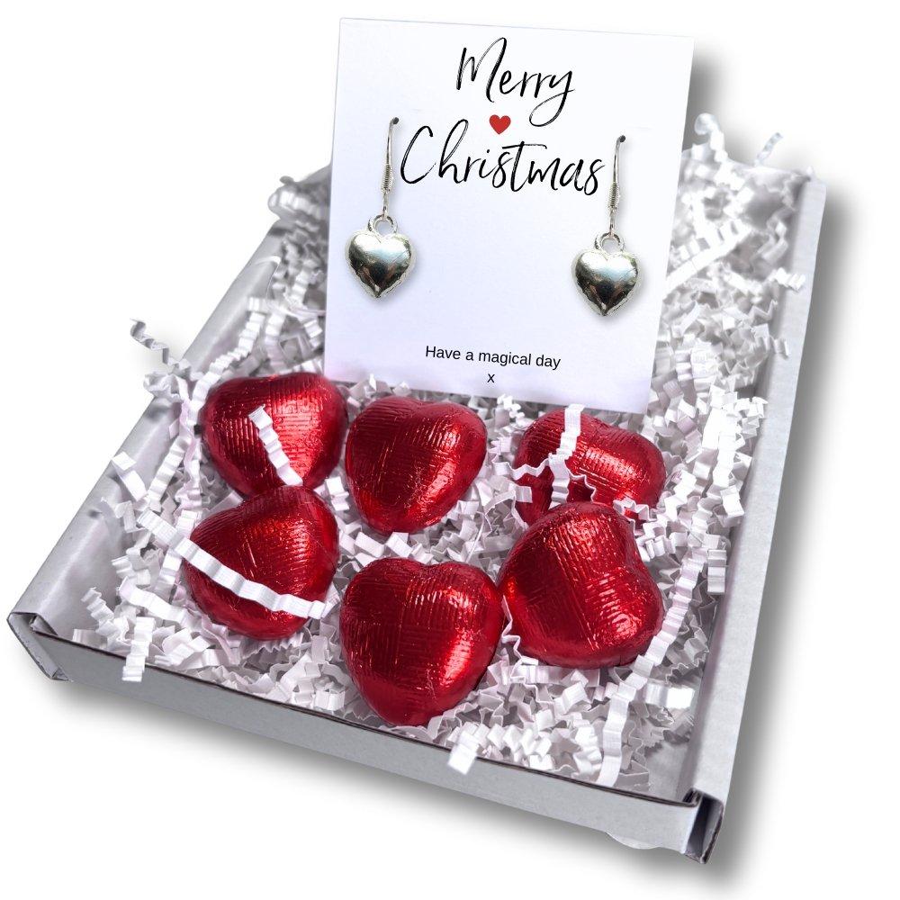 Silver - Aye Do Gifts - Merry Christmas MiniGiftHamper Heart Earrings - 1