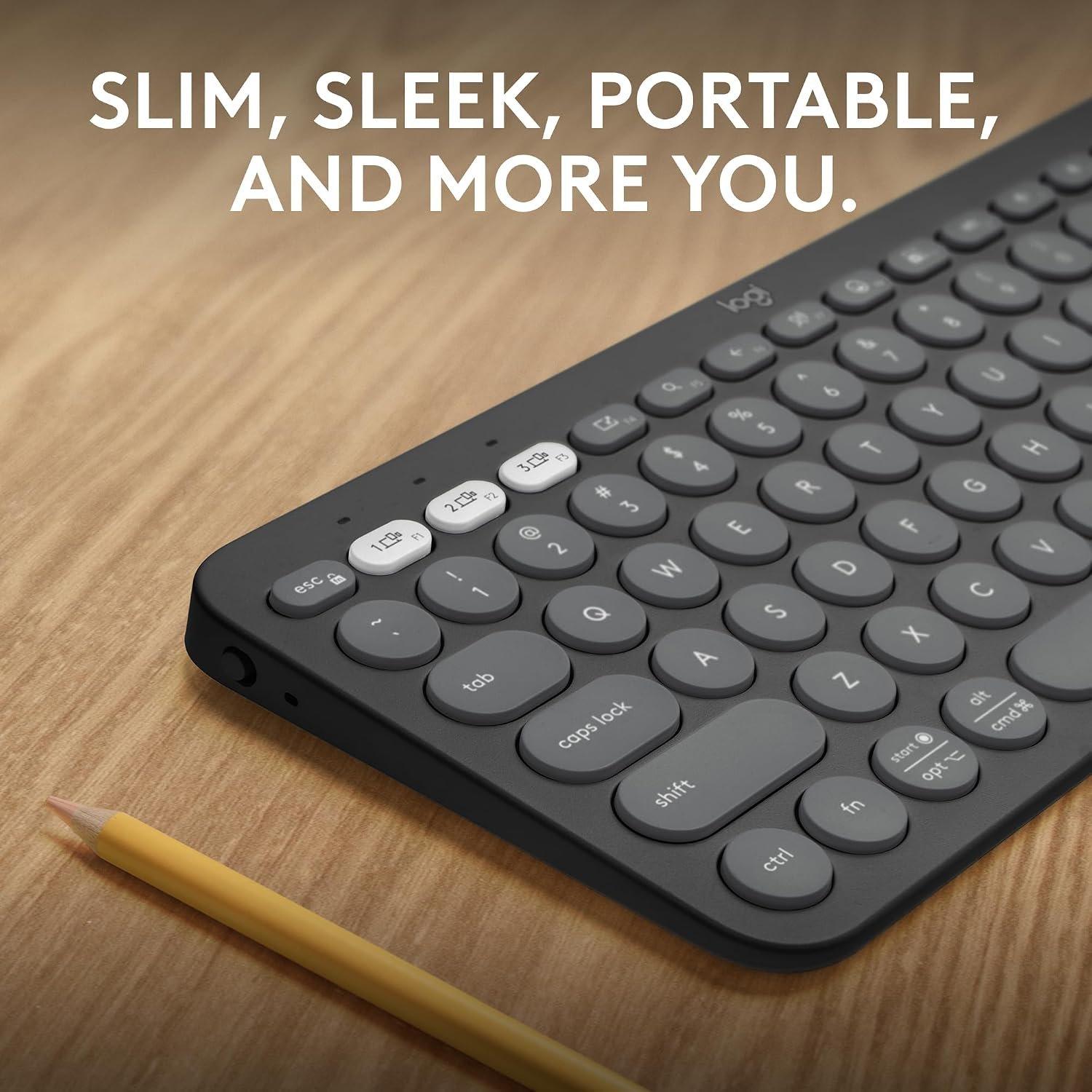 Black - Logitech - Pebble Keys 2 K380s Keyboard- Black - 2