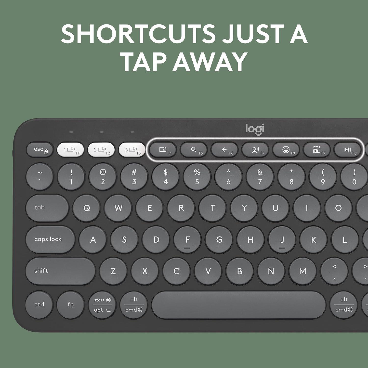 Black - Logitech - Pebble Keys 2 K380s Keyboard- Black - 4