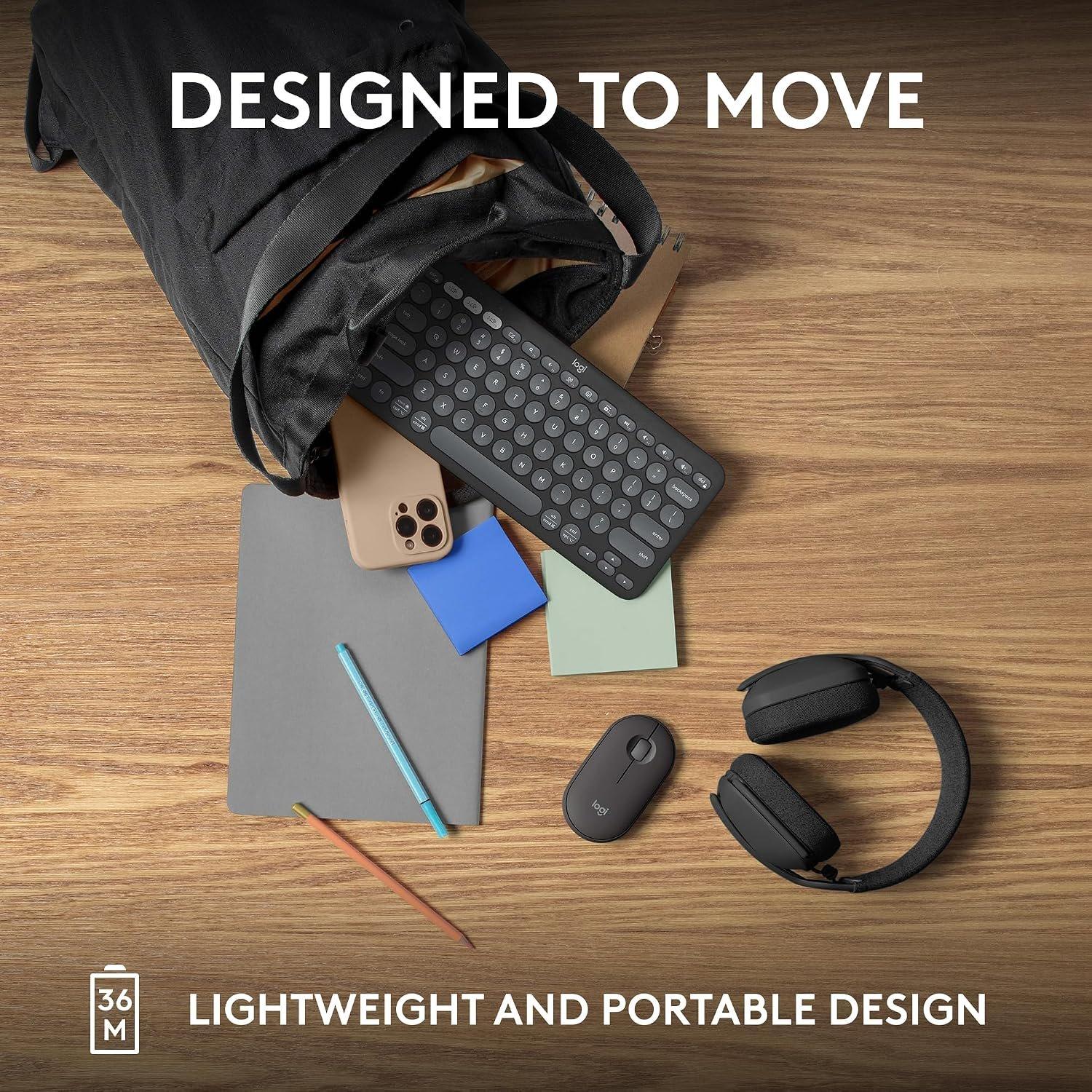 Black - Logitech - Pebble Keys 2 K380s Keyboard- Black - 8