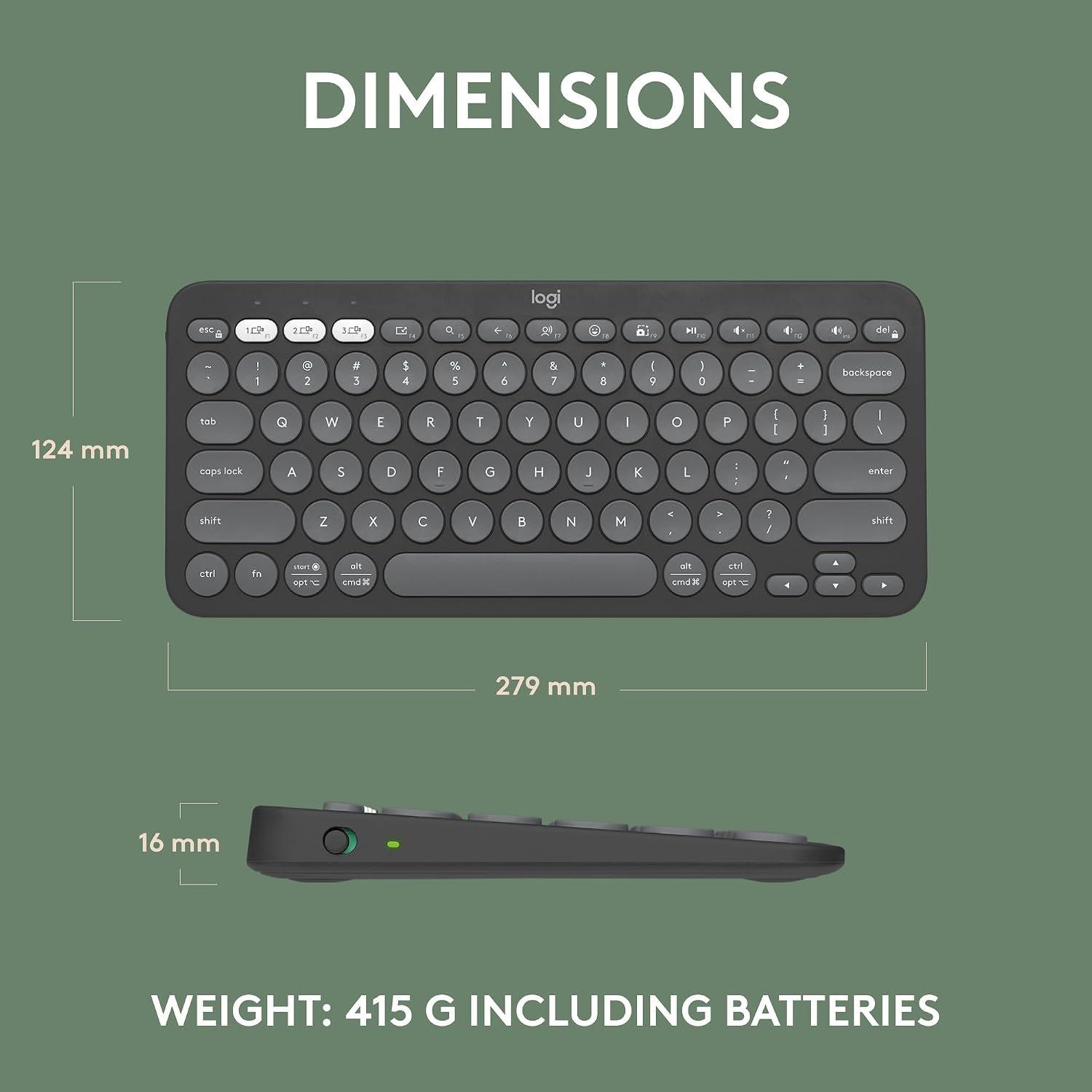 Black - Logitech - Pebble Keys 2 K380s Keyboard- Black - 9