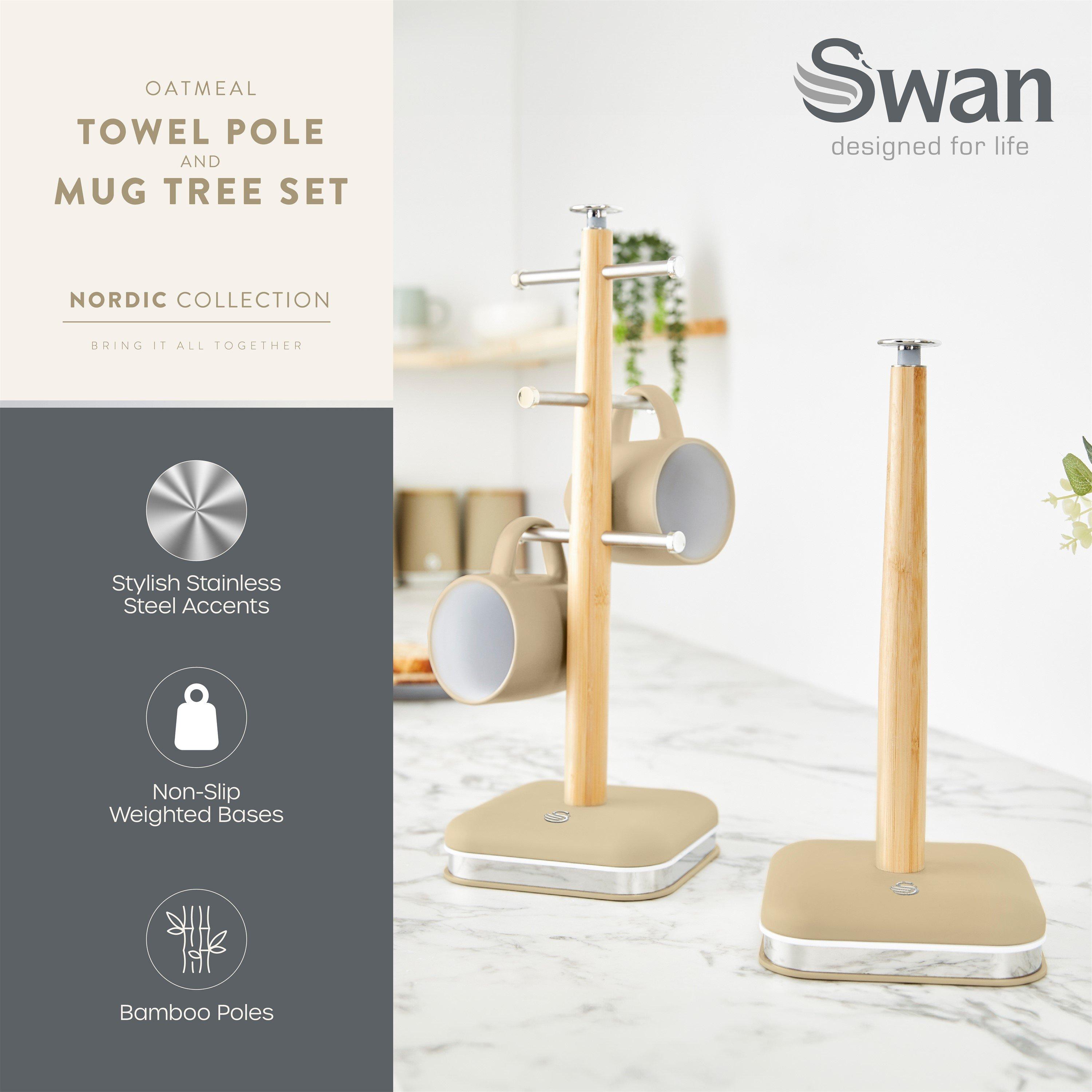 Oatmeal - Swan - Towel Pole and Mug Tree Set - 2