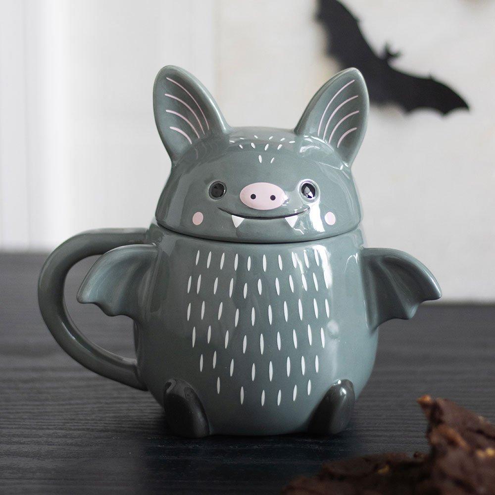 White - Something Different - Cute Bat Lidded Mug - 1
