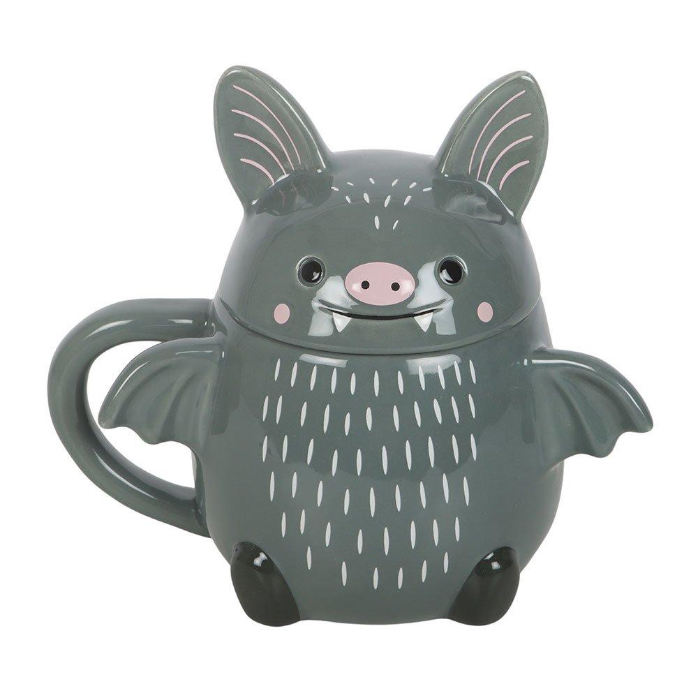 White - Something Different - Cute Bat Lidded Mug - 2