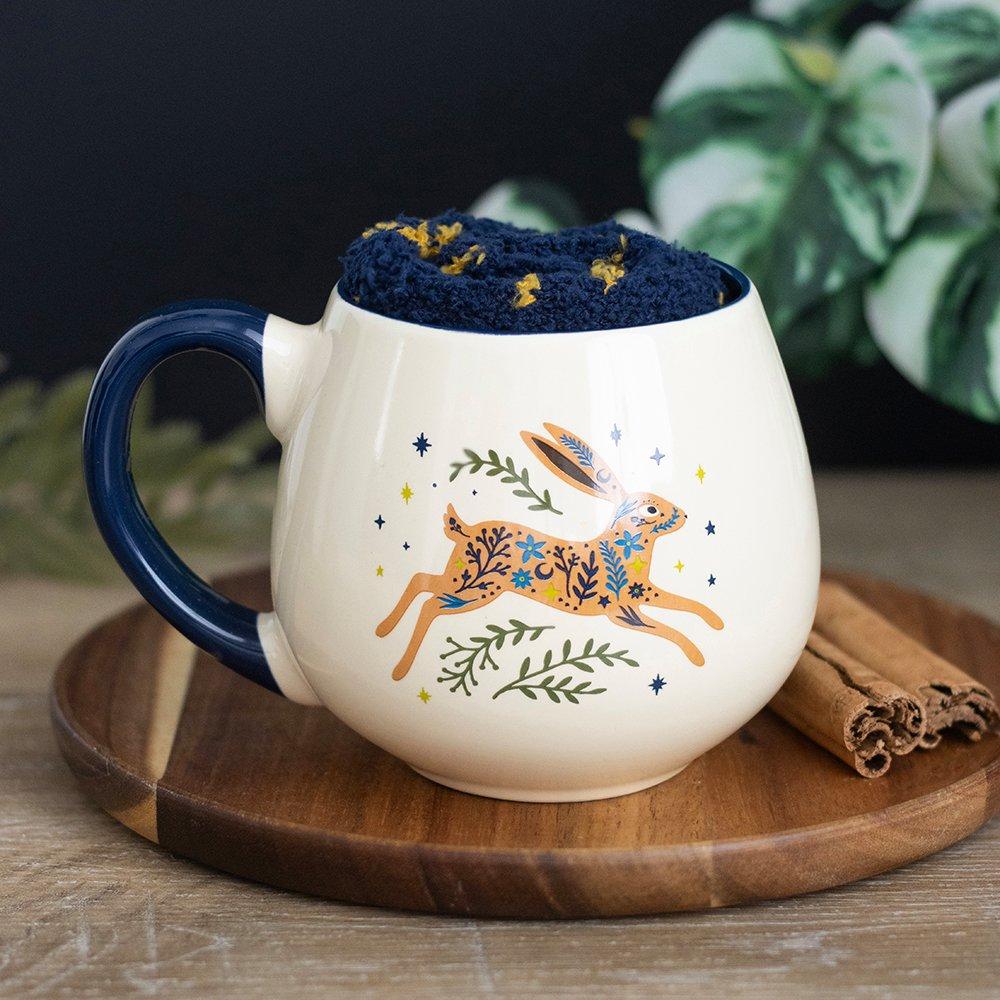 White - Something Different - Leaping Hare Mug and Socks Set - 1