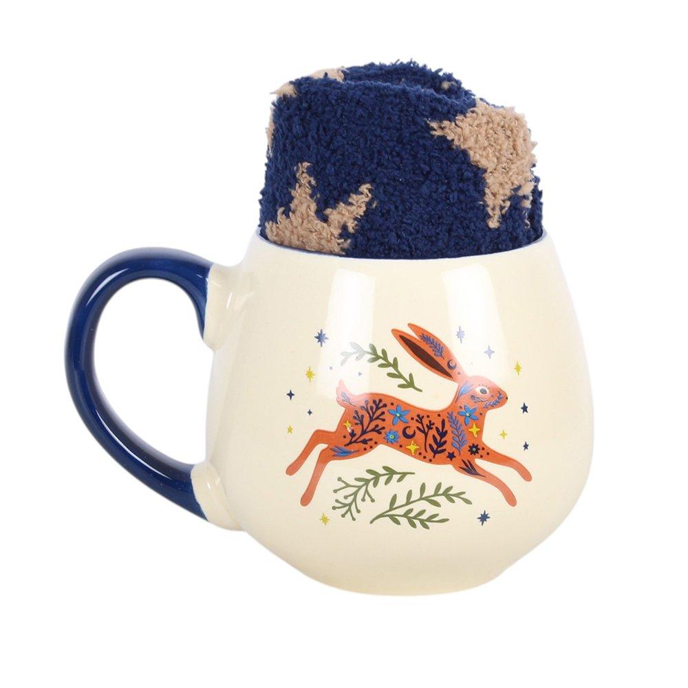 White - Something Different - Leaping Hare Mug and Socks Set - 2