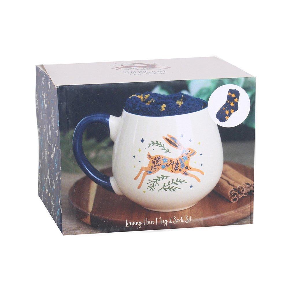 White - Something Different - Leaping Hare Mug and Socks Set - 6