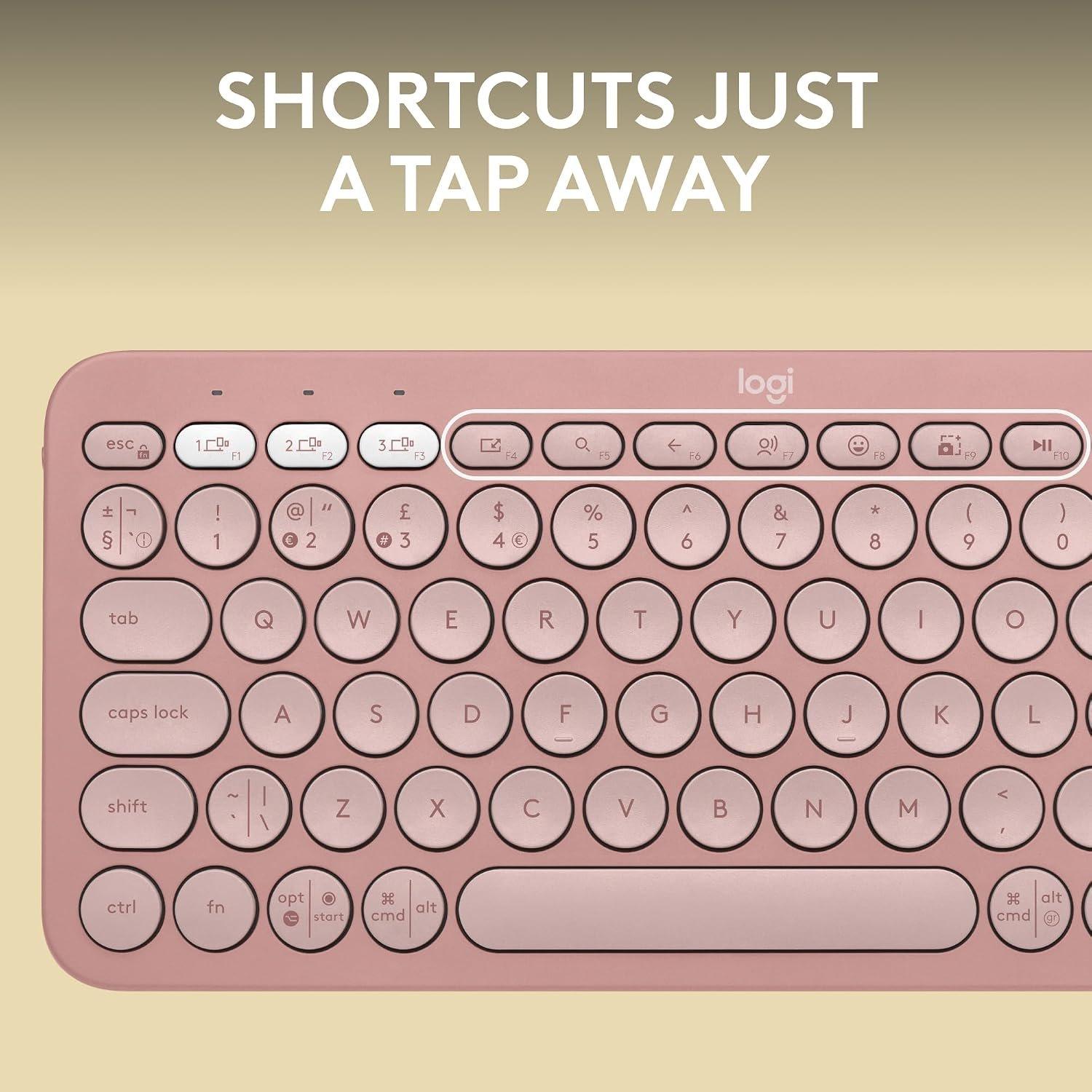 Pink - Logitech - Pebble Keys 2 K380s Bluetooth Keyboard - 3