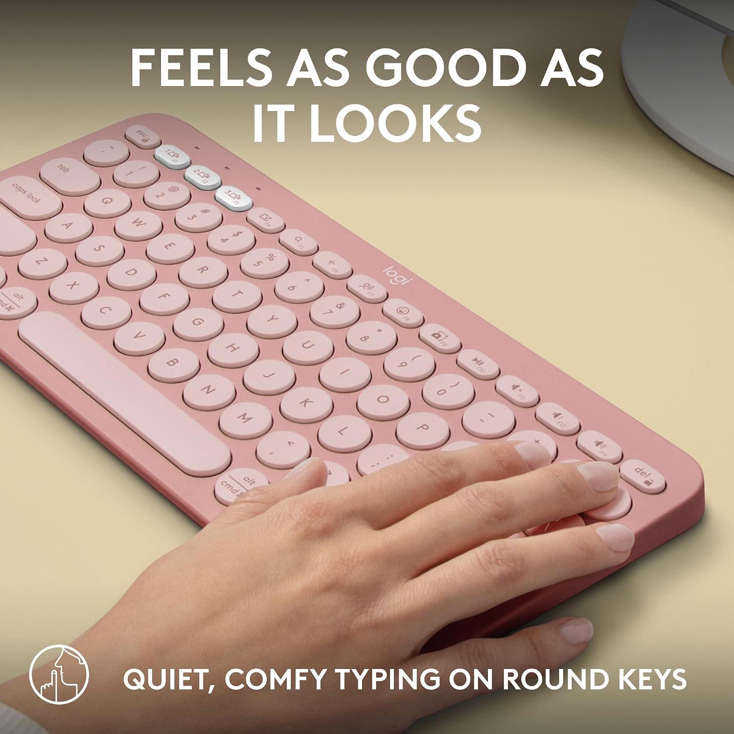Pink - Logitech - Pebble Keys 2 K380s Bluetooth Keyboard - 4