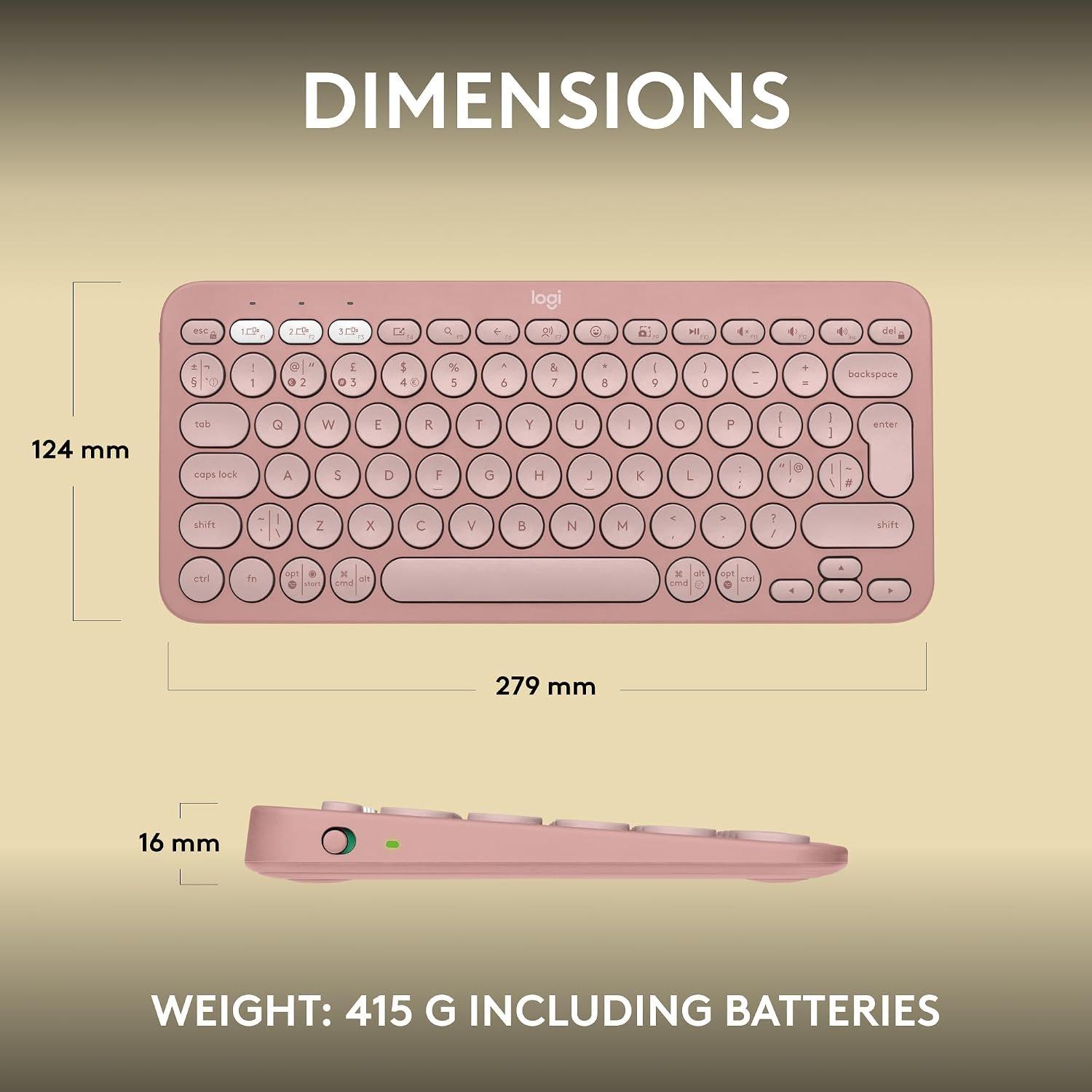 Pink - Logitech - Pebble Keys 2 K380s Bluetooth Keyboard - 8