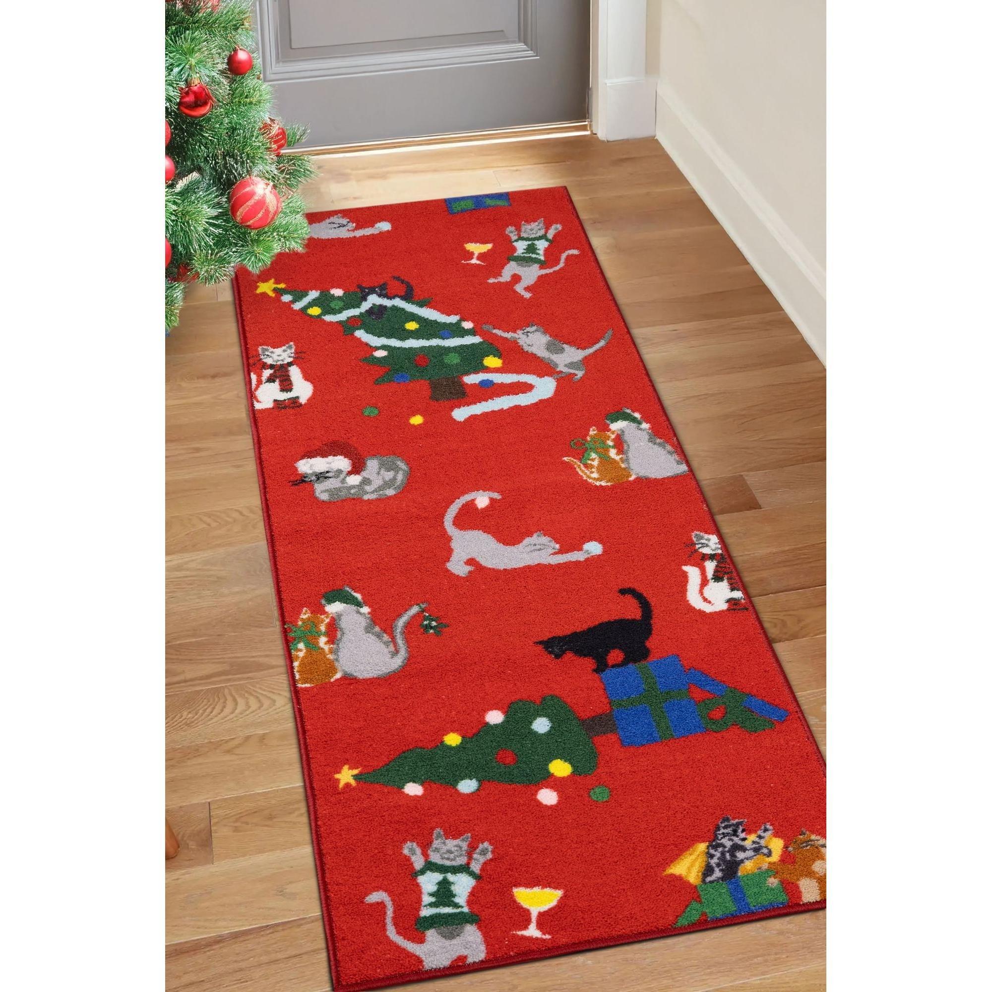 Red - Homemaker - Festive Cats Runner Red - 1