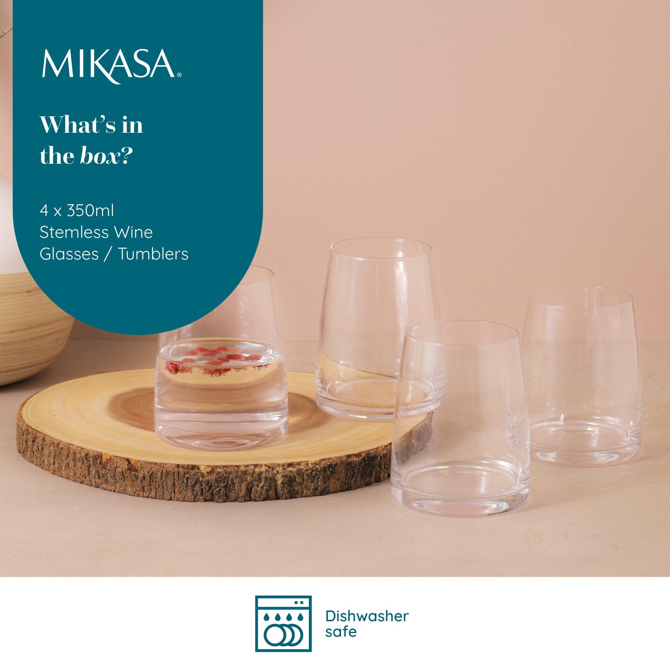 Clear - Mikasa - Mikasa Palermo Crystal Stemless Wine Glasses - 5