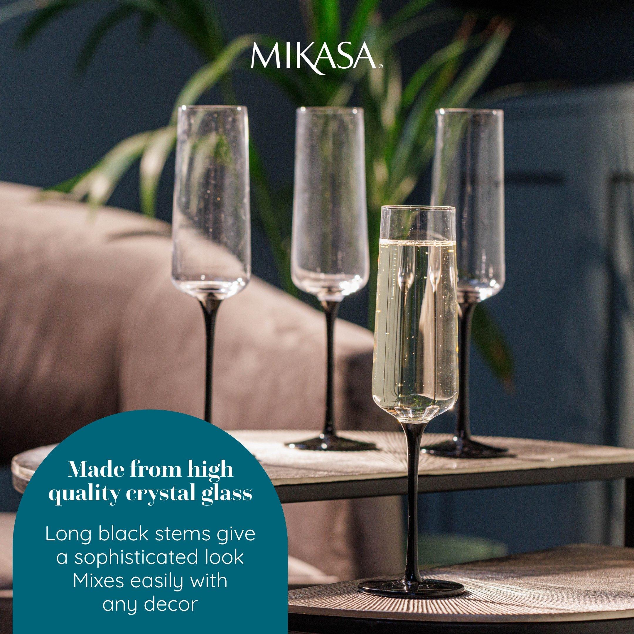 Clear - Mikasa - Mikasa Palermo Crystal Champagne Flutes, Set of 4 - 4