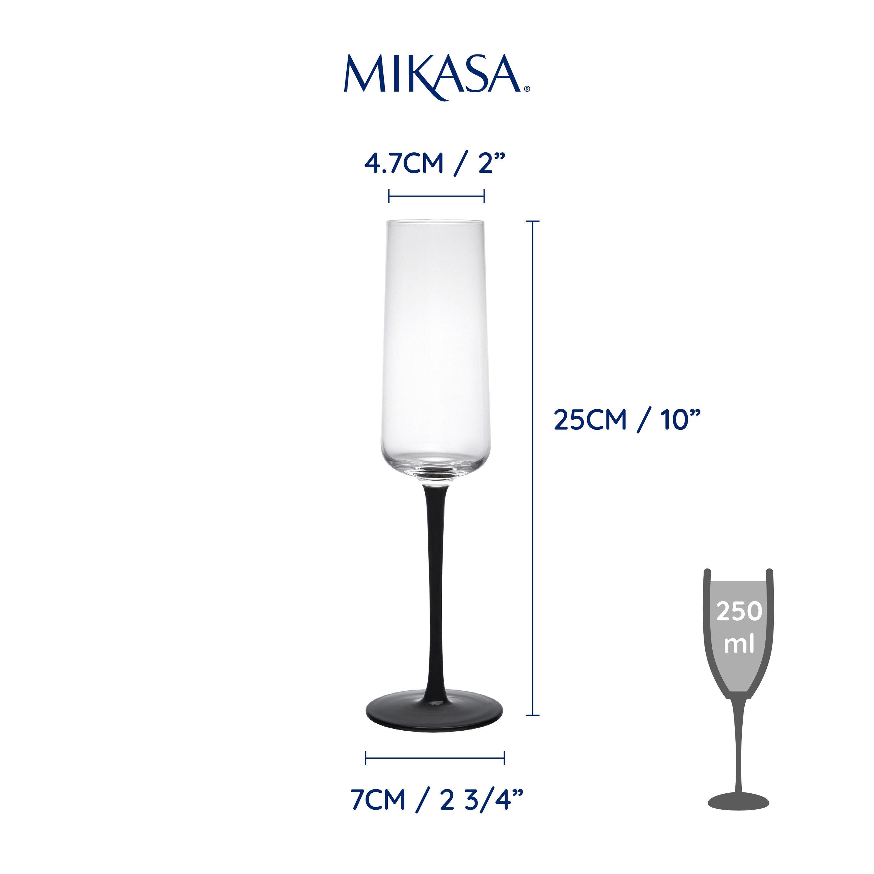 Clear - Mikasa - Mikasa Palermo Crystal Champagne Flutes, Set of 4 - 6
