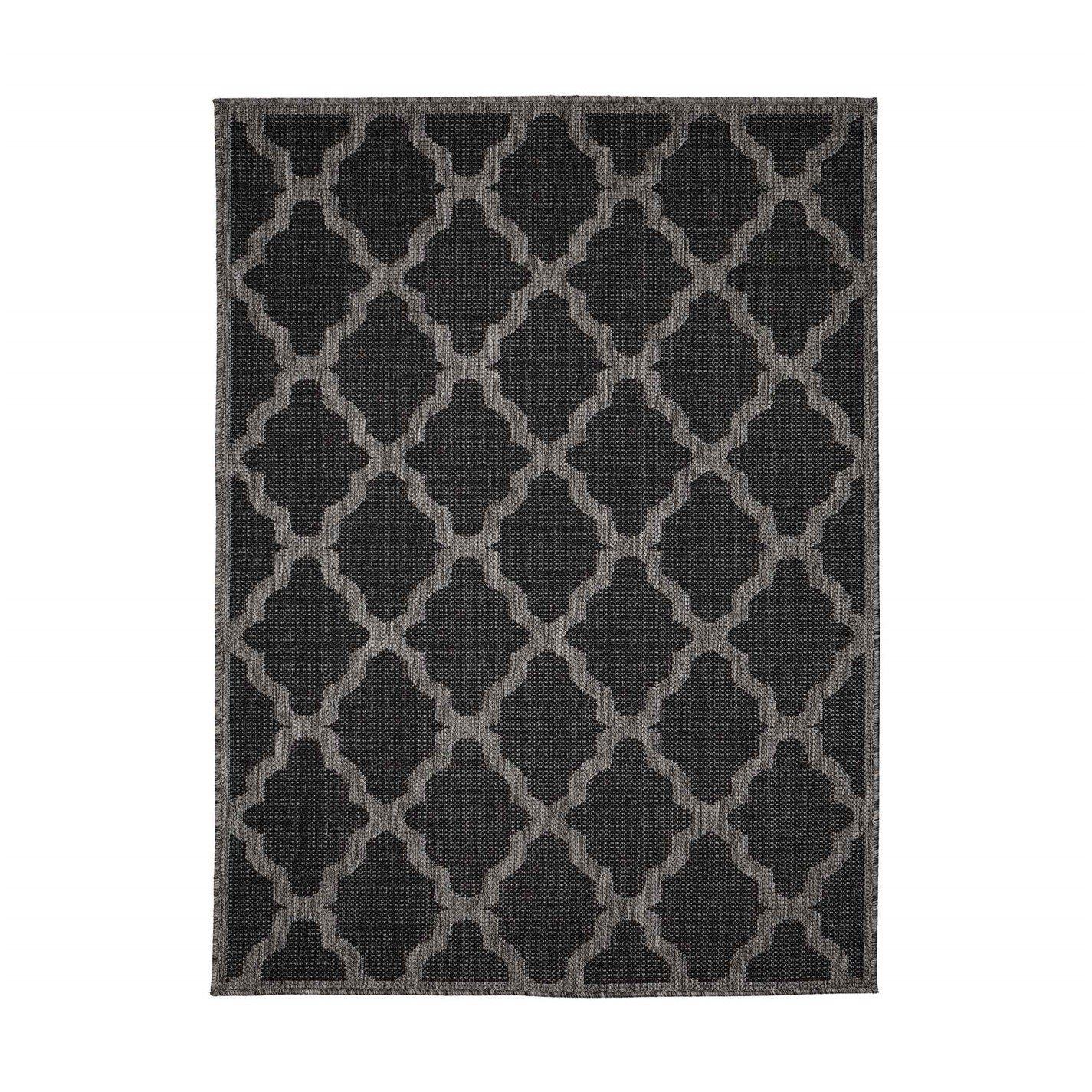 Black - Homemaker - Trellis Gel Flatweave Rug Black - 2