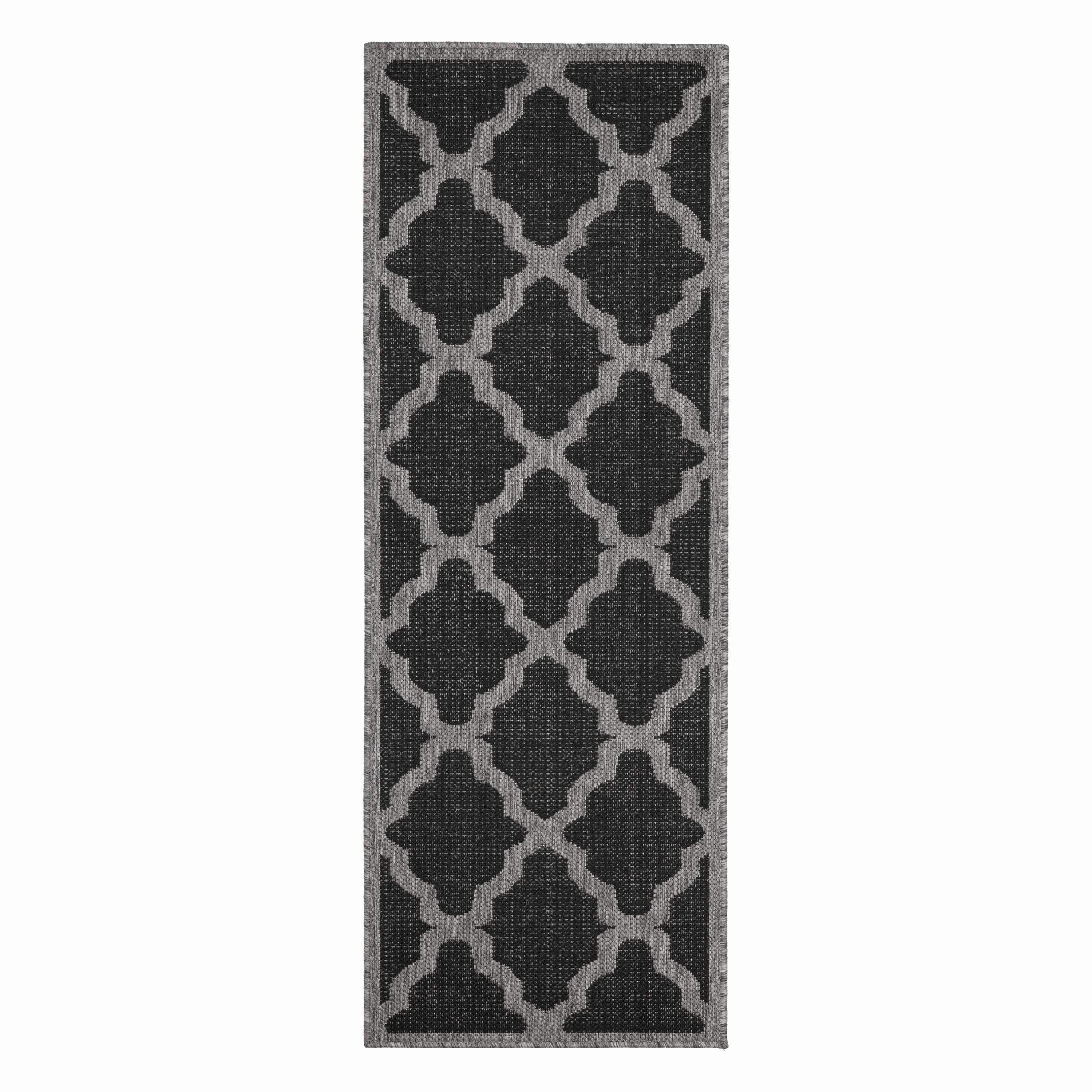 Black - Homemaker - Trellis Gel Flatweave Rug Black - 6