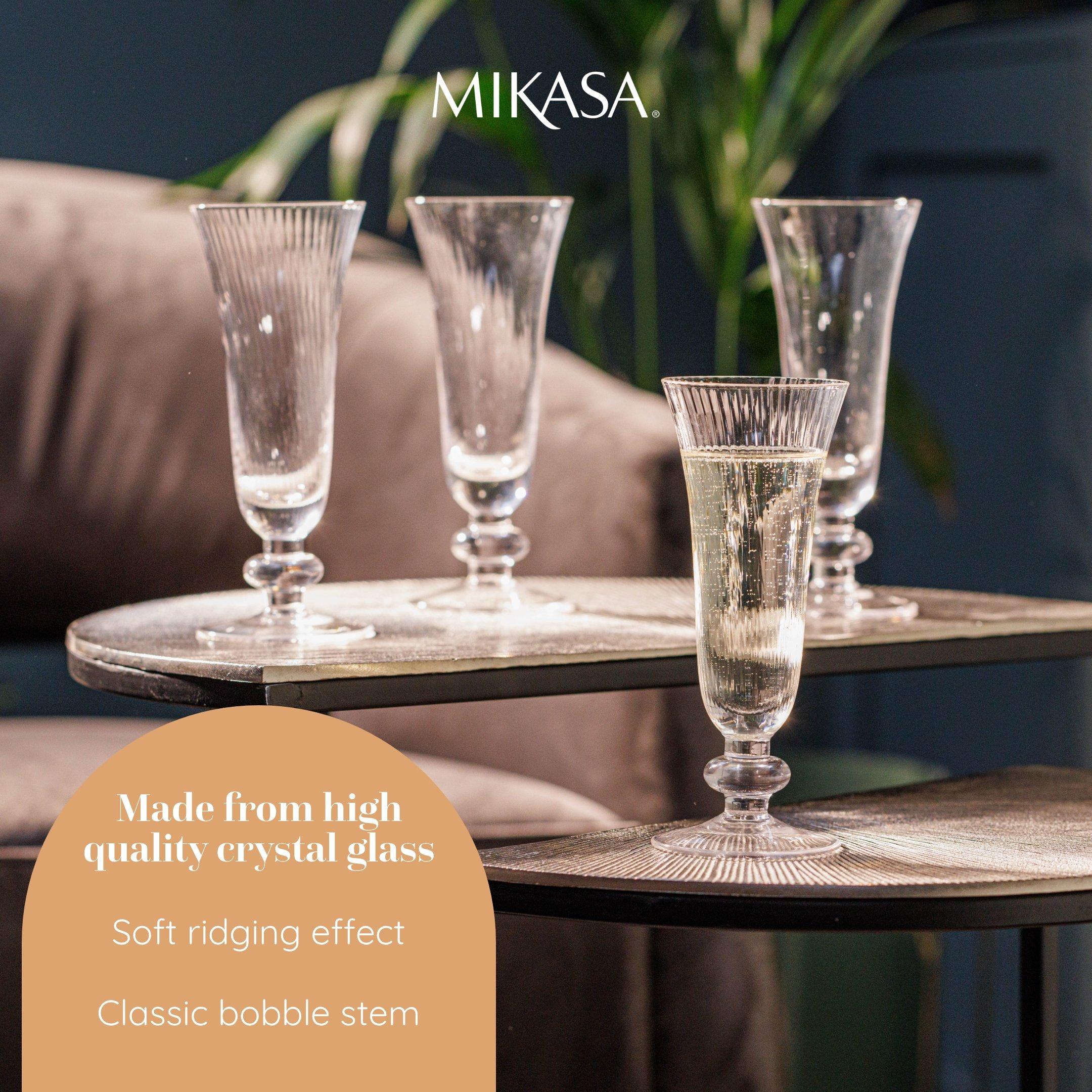 Clear - Mikasa - Mikasa Salerno Crystal Champagne Flute Glasses - 4
