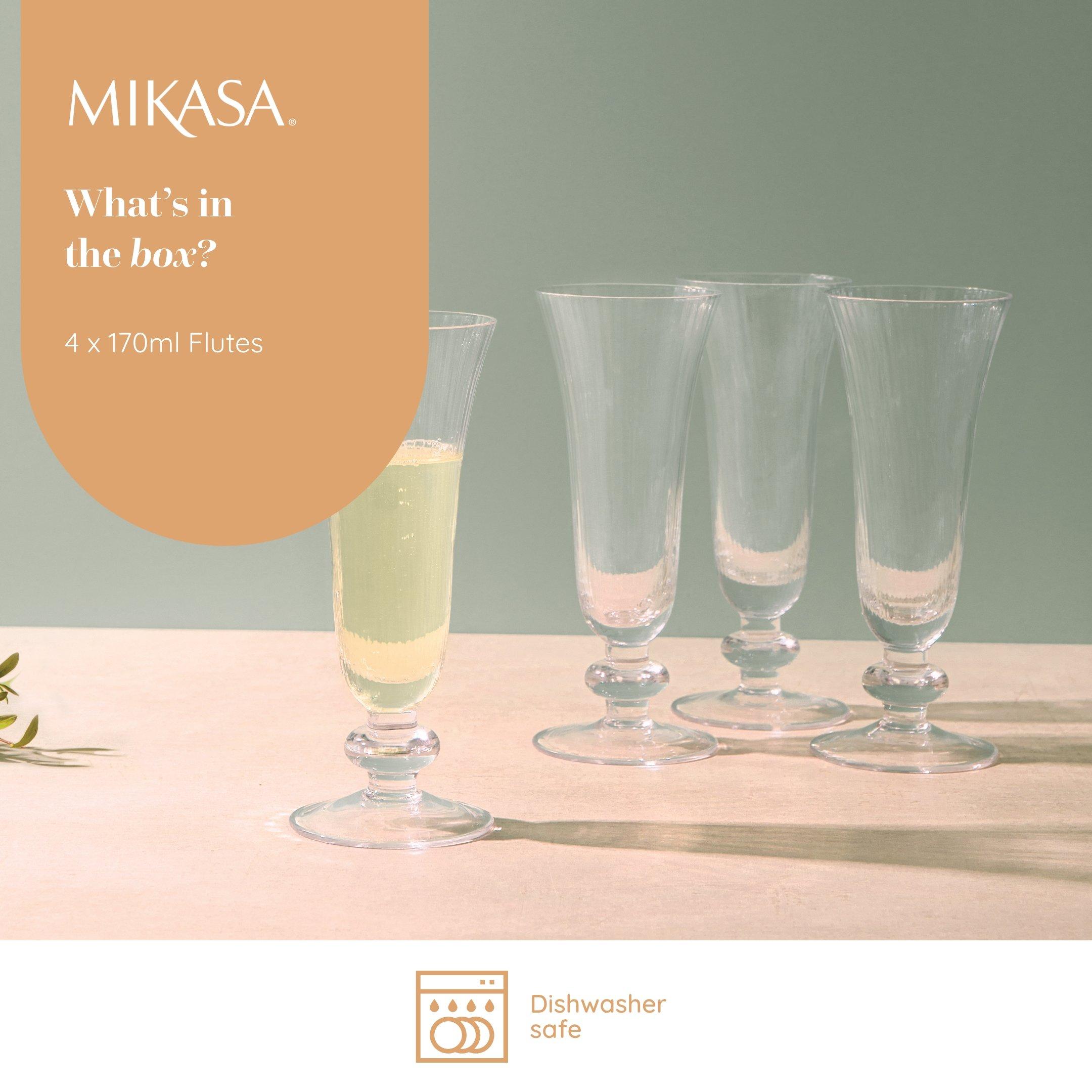 Clear - Mikasa - Mikasa Salerno Crystal Champagne Flute Glasses - 5