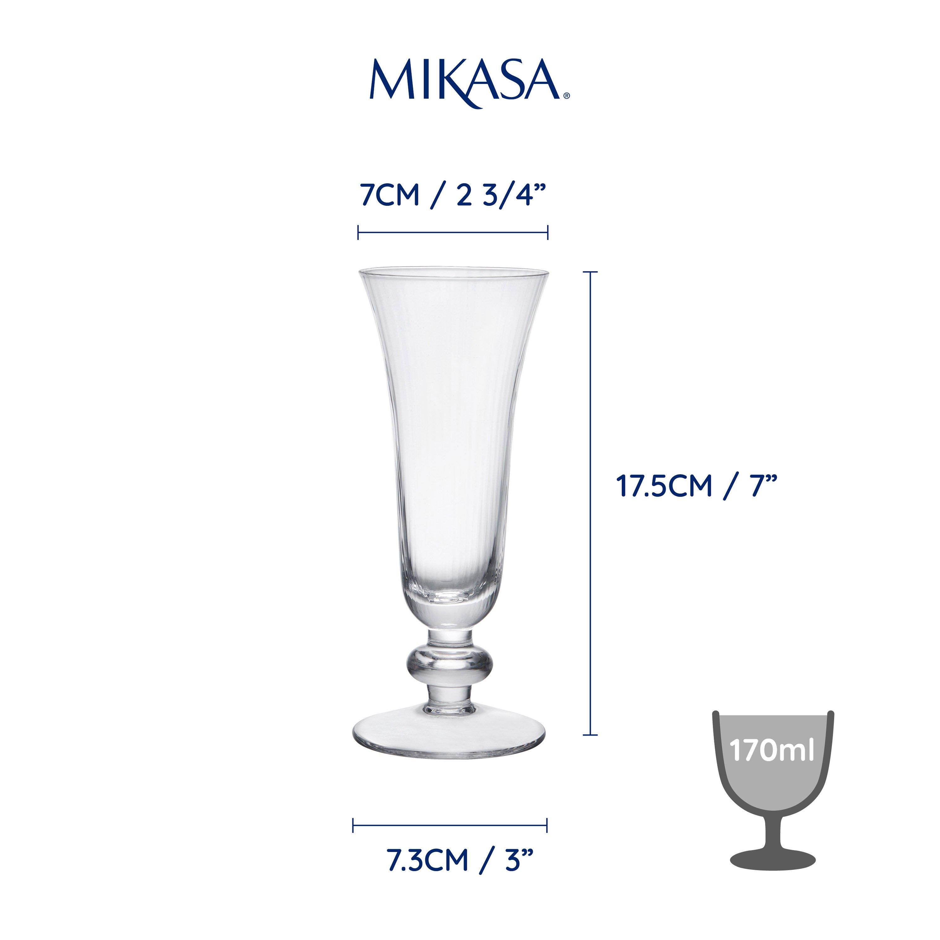 Clear - Mikasa - Mikasa Salerno Crystal Champagne Flute Glasses - 6