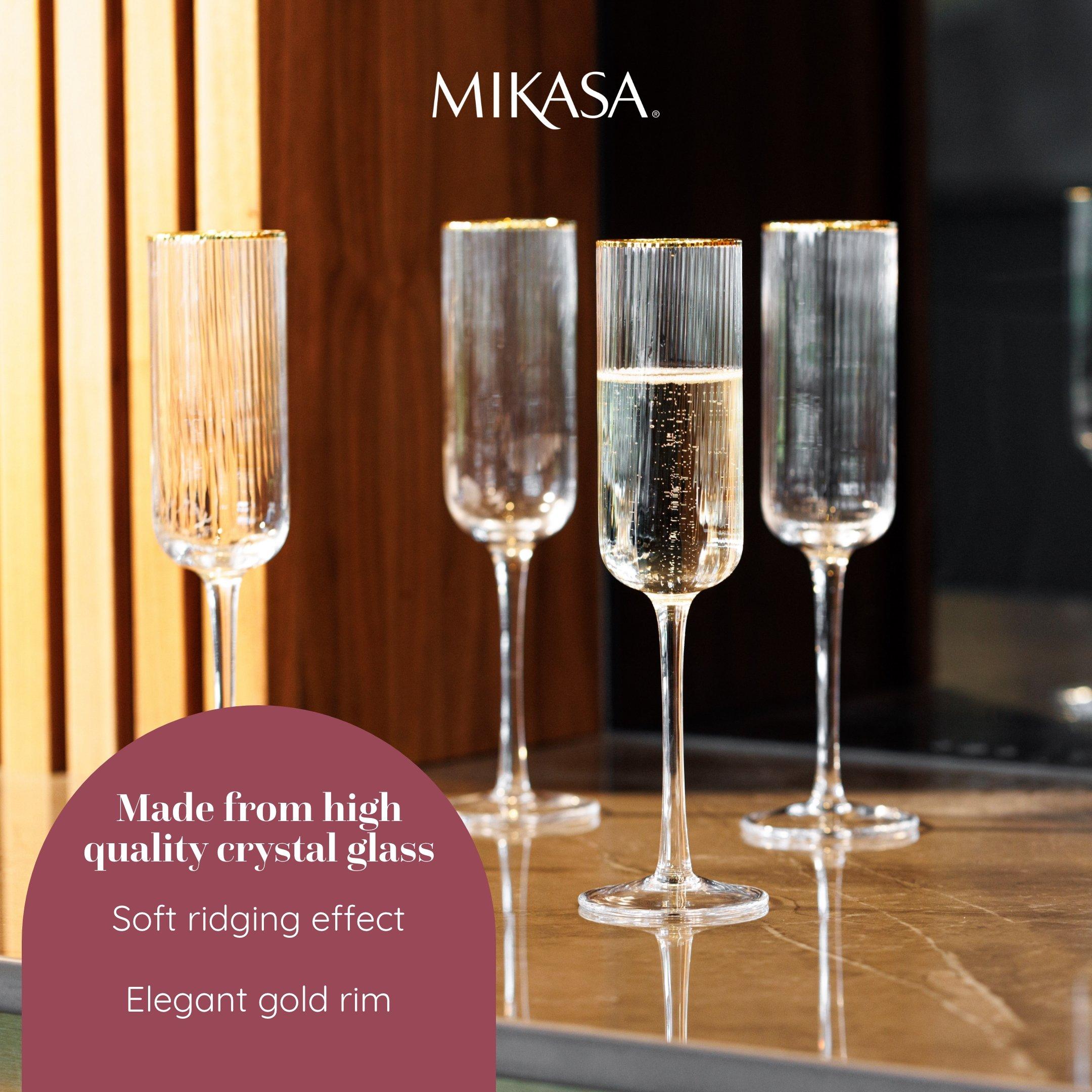 Clear - Mikasa - Sorrento Crystal Champagne Flute Glasses - 4