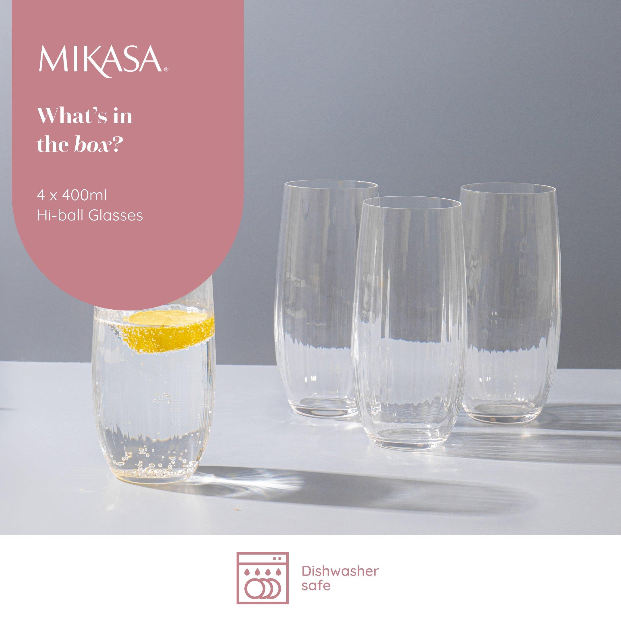 Clear - Mikasa - Mikasa Treviso Crystal Highball Glasses, Set of 4 - 3