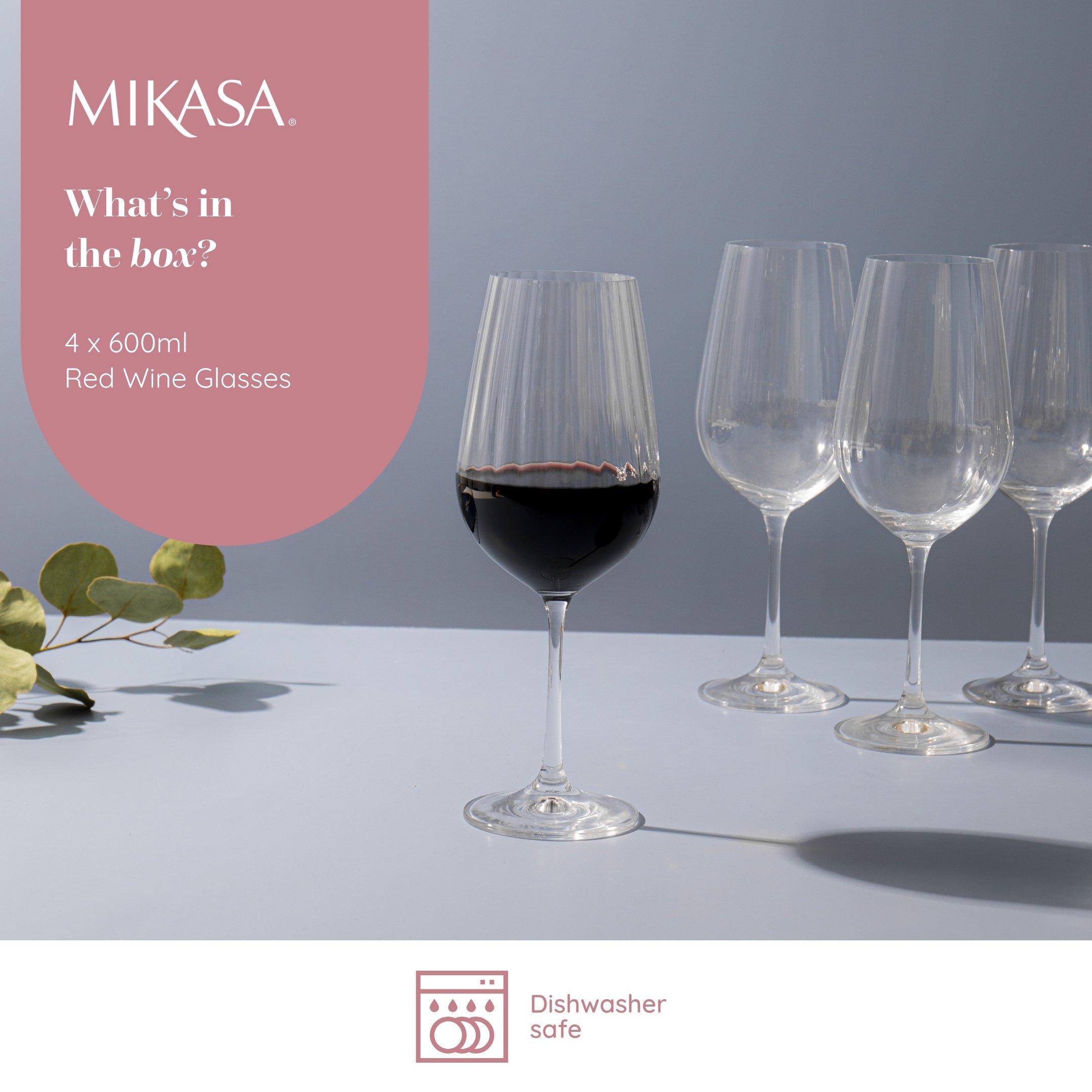 Clear - Mikasa - Mikasa Treviso Crystal Red Wine Glasses, Set of 4 - 3
